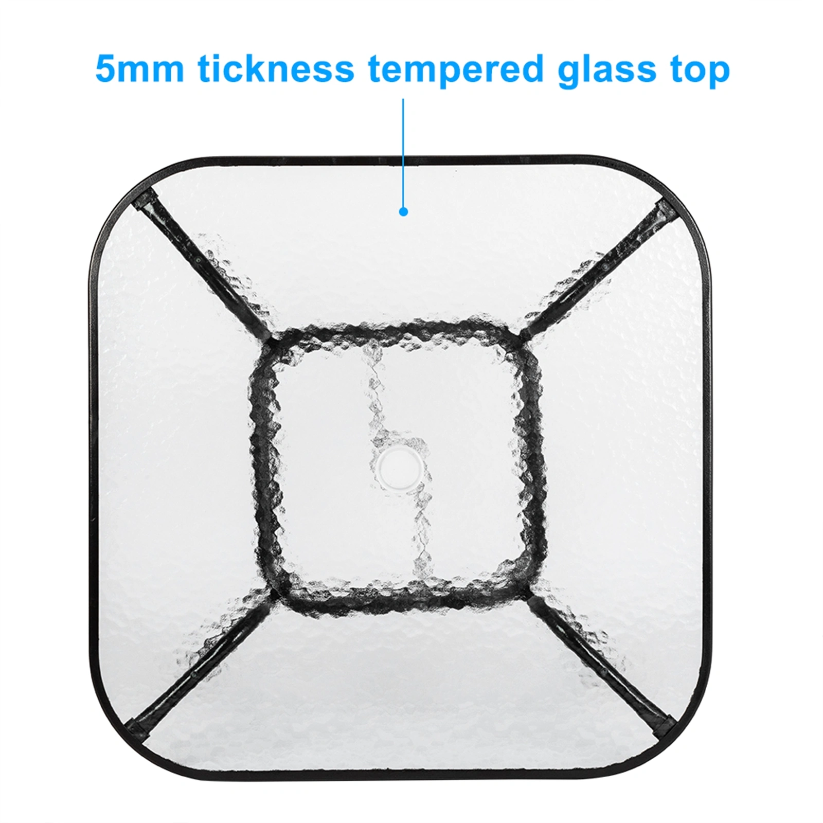 Square Outdoor Dining Table - Toughened Glass Patio Garden Table for Backyard view 5
