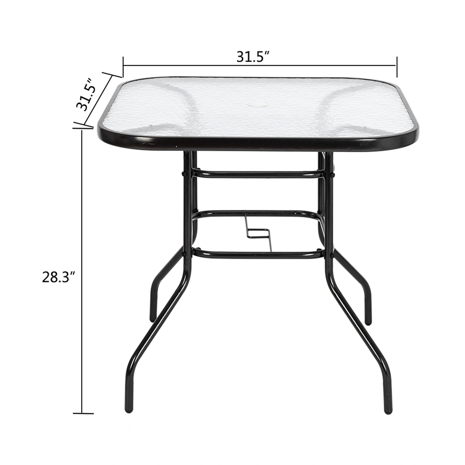 Square Outdoor Dining Table - Toughened Glass Patio Garden Table for Backyard view 8