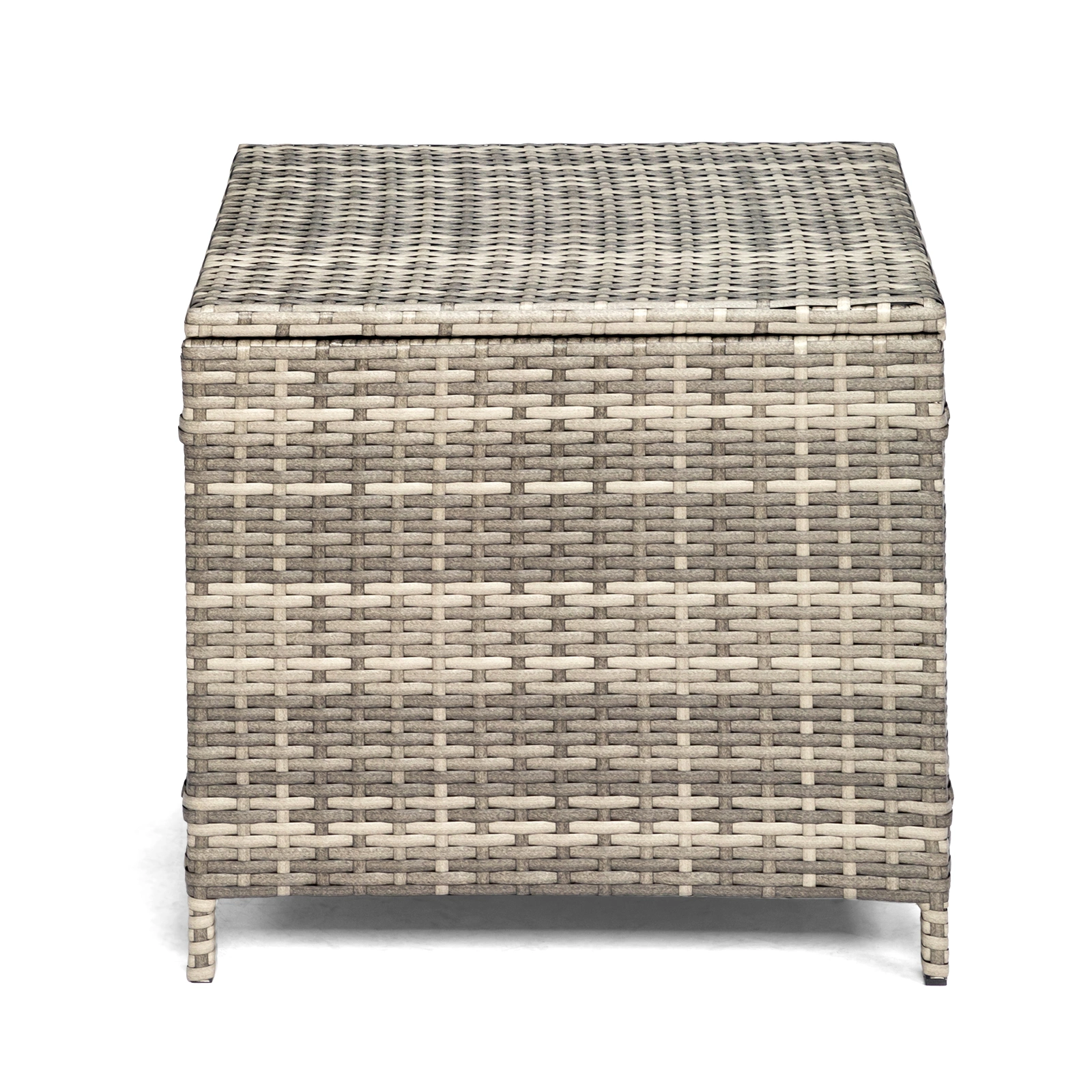 Grey PE Wicker Side Table with Storage, Outdoor Patio Rattan End Table Square view 5