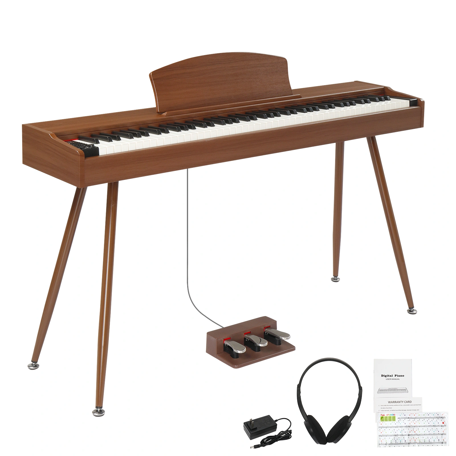 GDP-203 88 Key Weighted Digital Piano, Full Size Keyboard with Stand, Triple Pedals, Headphone & Power Adapter, Black Walnut