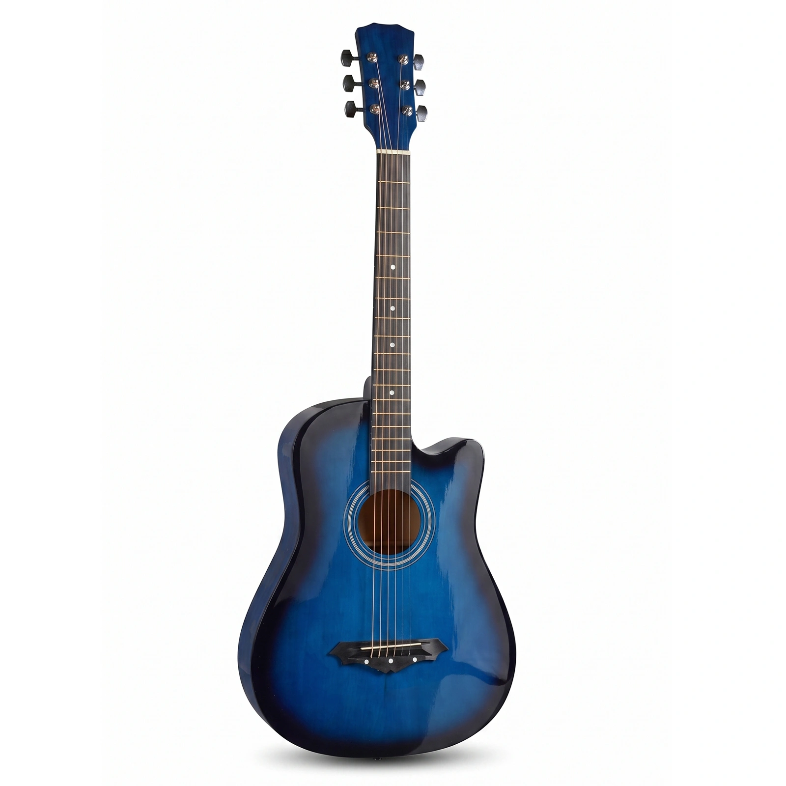 Blue 38 Inch Acoustic Guitar Bundle with Picks Strings Capo Case Tuner Strap