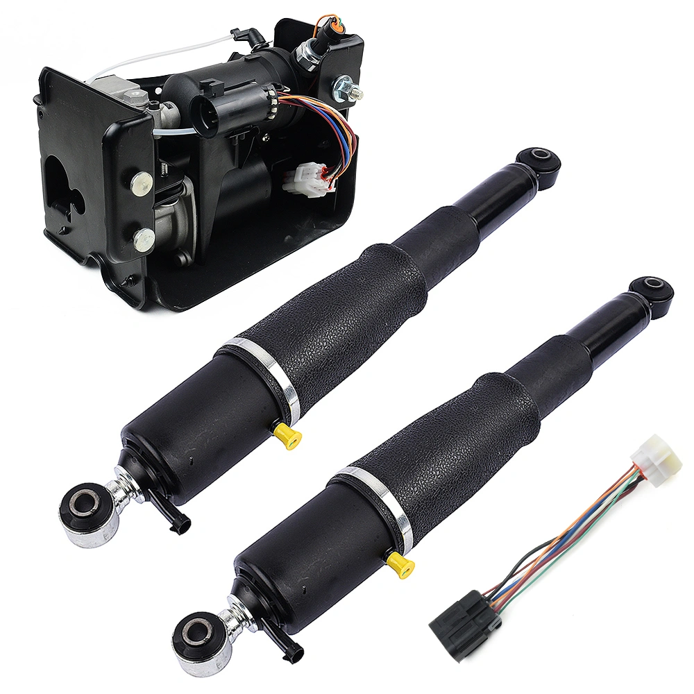 Pair Rear Air Suspension Shocks + Compressor Pump for Cadillac Escalade Chevy Avalanche Suburban 1500 Tahoe GMC Yukon 2001-2013 25979391 19300046 19299545 view 4