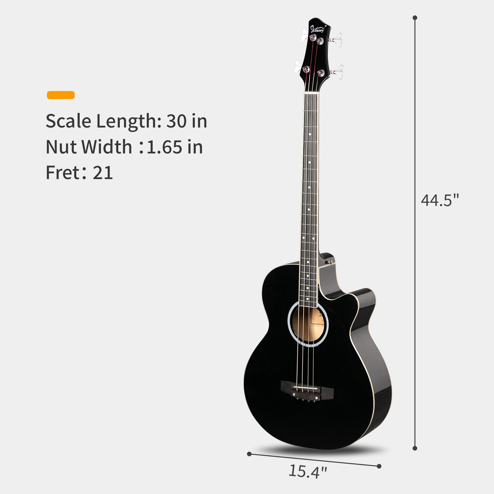 GMB101 4-String Electric Acoustic Bass Guitar, 4-Band EQ, Black - Includes EQ-7545R Preamp System view 10