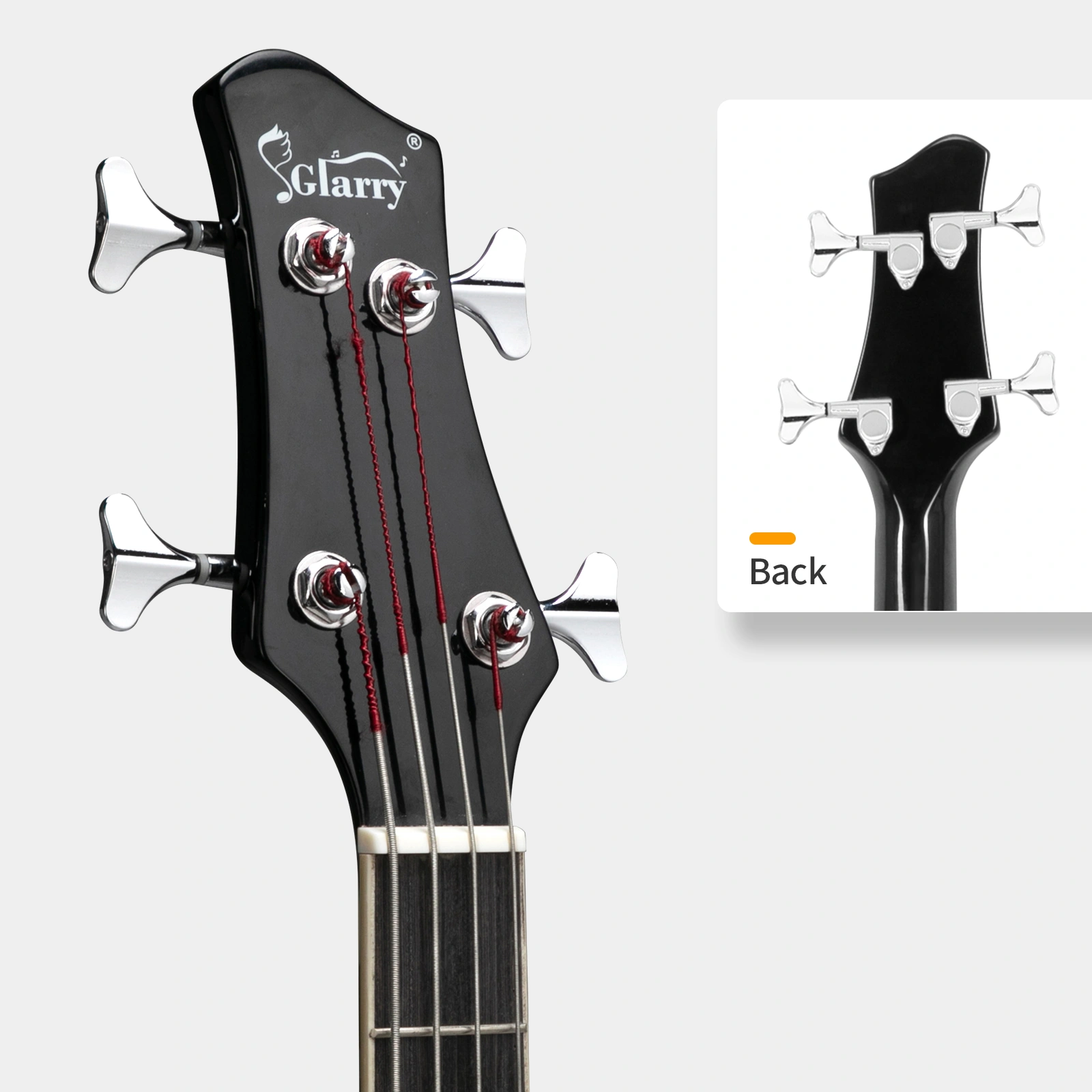 GMB101 4-String Electric Acoustic Bass Guitar, 4-Band EQ, Black - Includes EQ-7545R Preamp System view 11