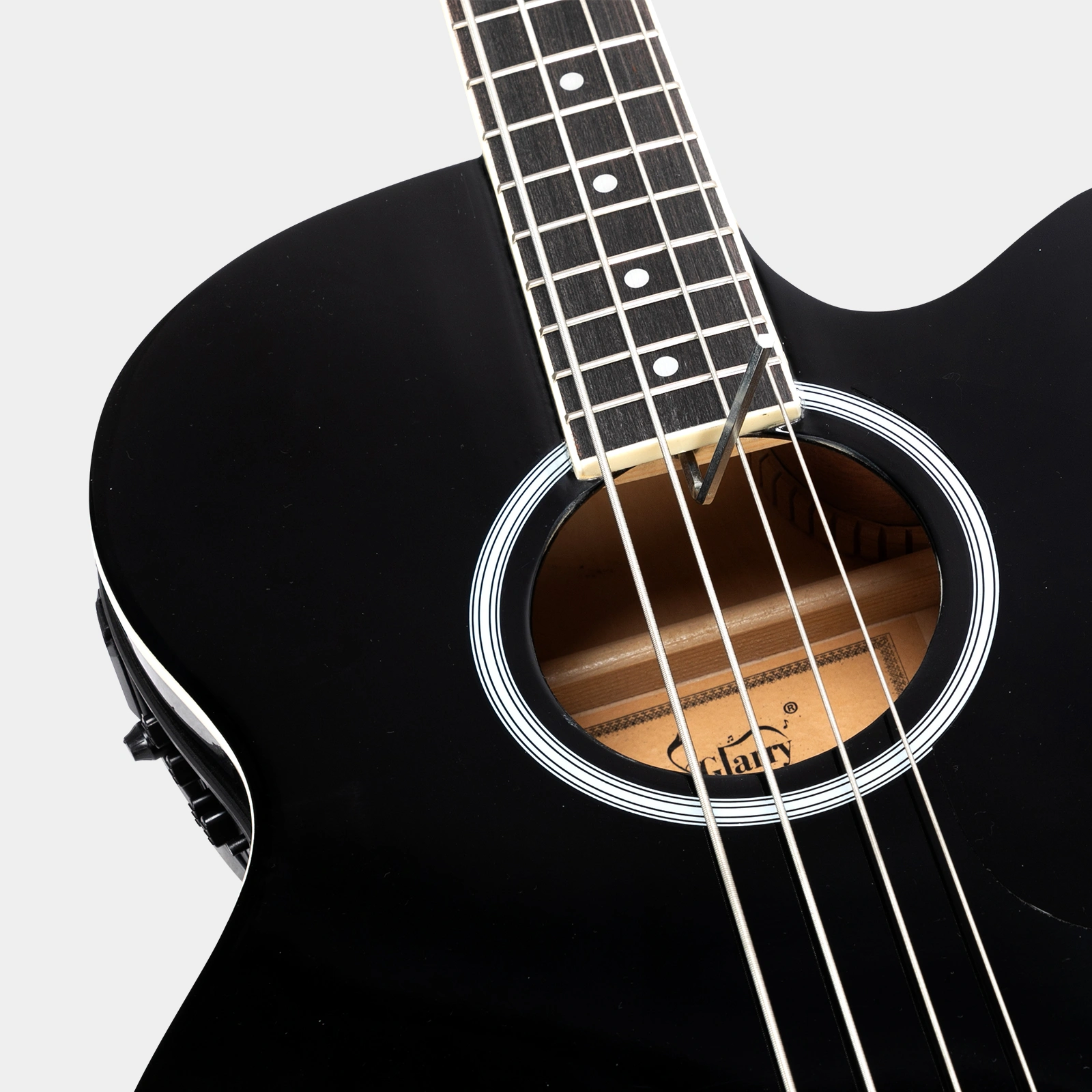 GMB101 4-String Electric Acoustic Bass Guitar, 4-Band EQ, Black - Includes EQ-7545R Preamp System view 13