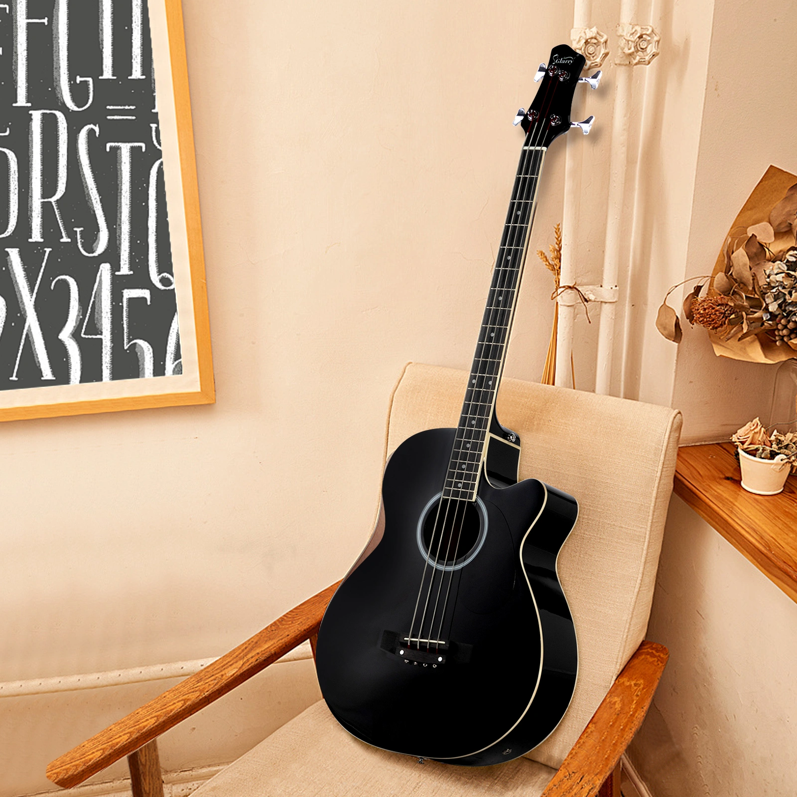 GMB101 4-String Electric Acoustic Bass Guitar, 4-Band EQ, Black - Includes EQ-7545R Preamp System view 18