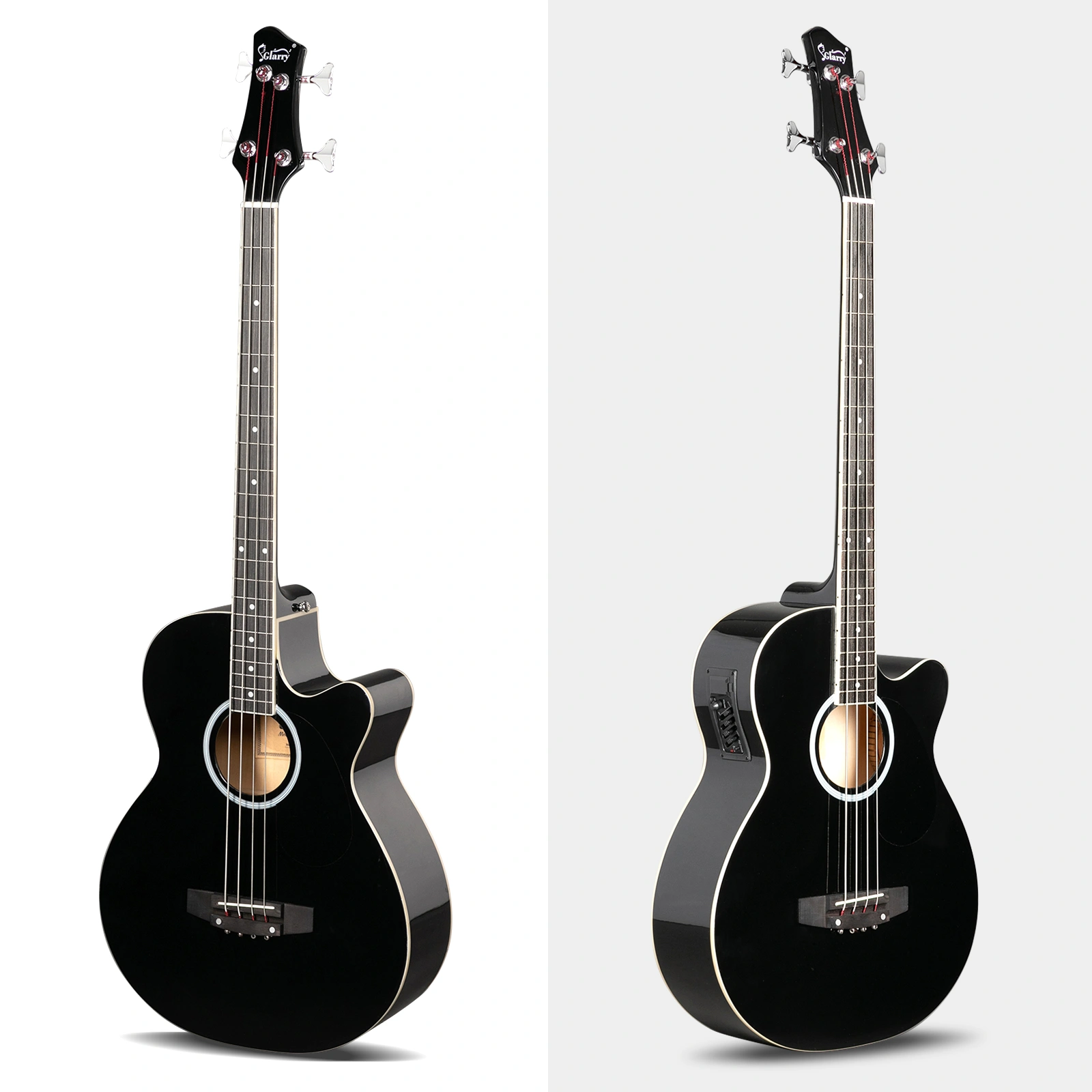 GMB101 4-String Electric Acoustic Bass Guitar, 4-Band EQ, Black - Includes EQ-7545R Preamp System view 3