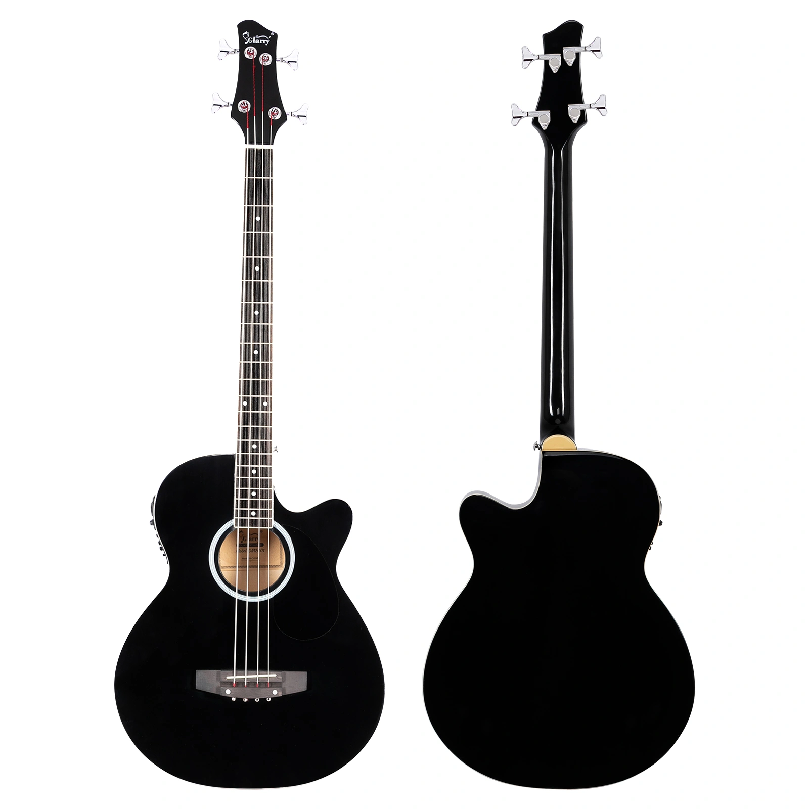 GMB101 4-String Electric Acoustic Bass Guitar, 4-Band EQ, Black - Includes EQ-7545R Preamp System view 4