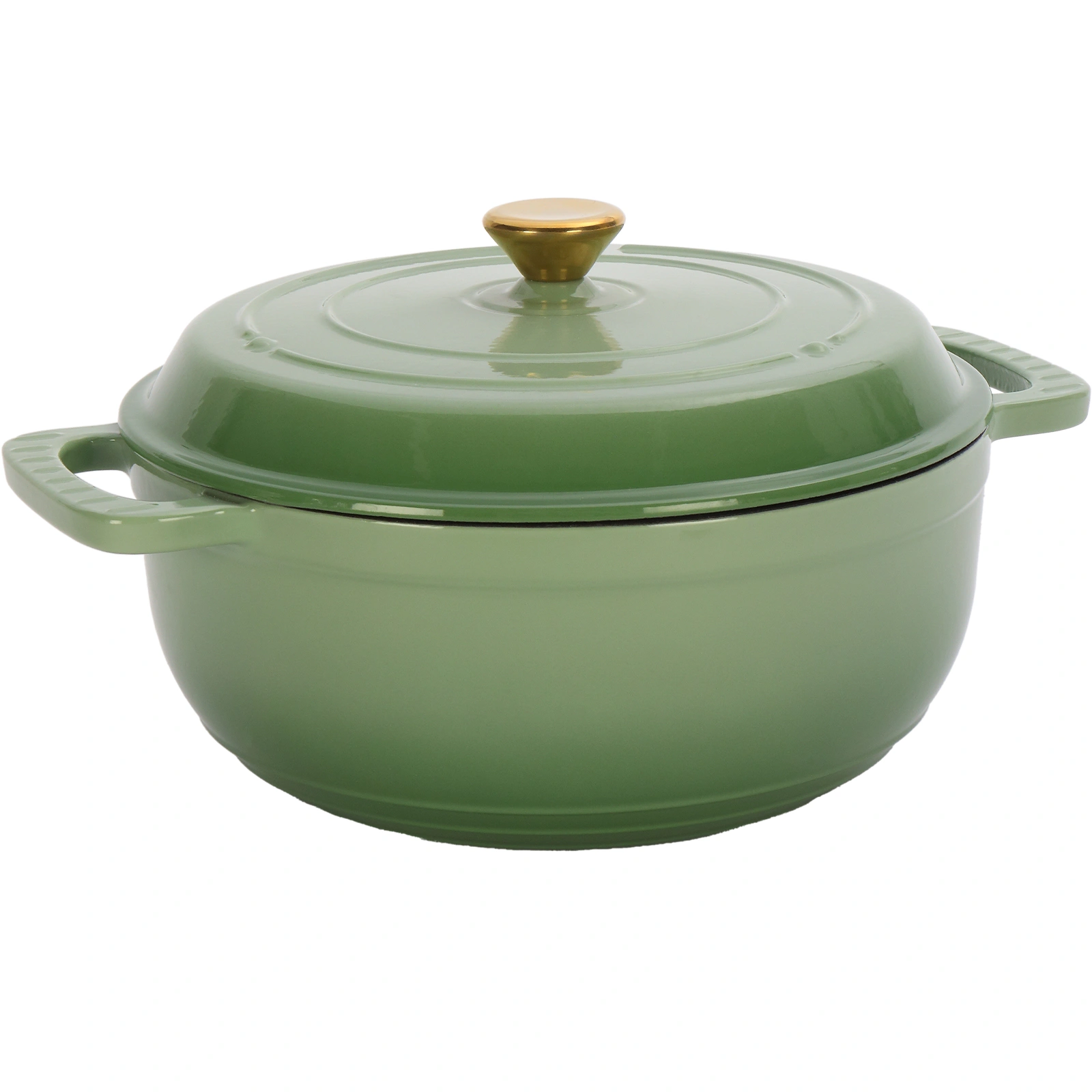 Cast Iron 7.5QT Enamel Cooking Pot with Gradient Green Finish, Includes 2 Silicone Gloves