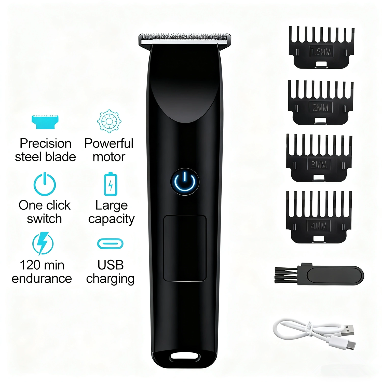 Men Pro Electric Hair Clippers & Beard Trimmer, Barber Shaving Machine Black