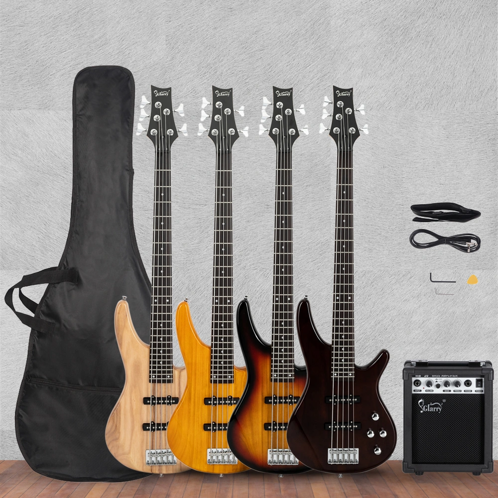 GIB 5-String Full-Size Electric Bass Guitar SS Pickups Amp Kit Sunset Color for Experienced Players view 25