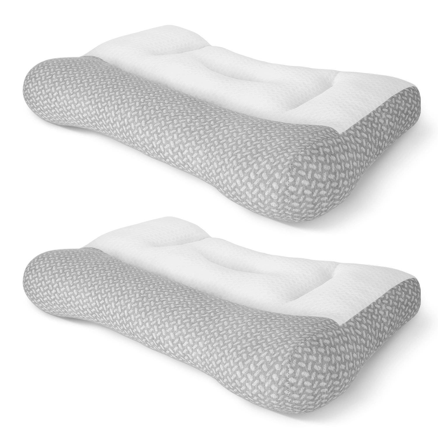 2-Pack Dual Zone Support Pillow for Side Sleepers, Ergonomic Neck Pillow with Ear Cutout, Breathable Mesh Cover, Down Alternative Fiber Filling for Home Bedroom view 11