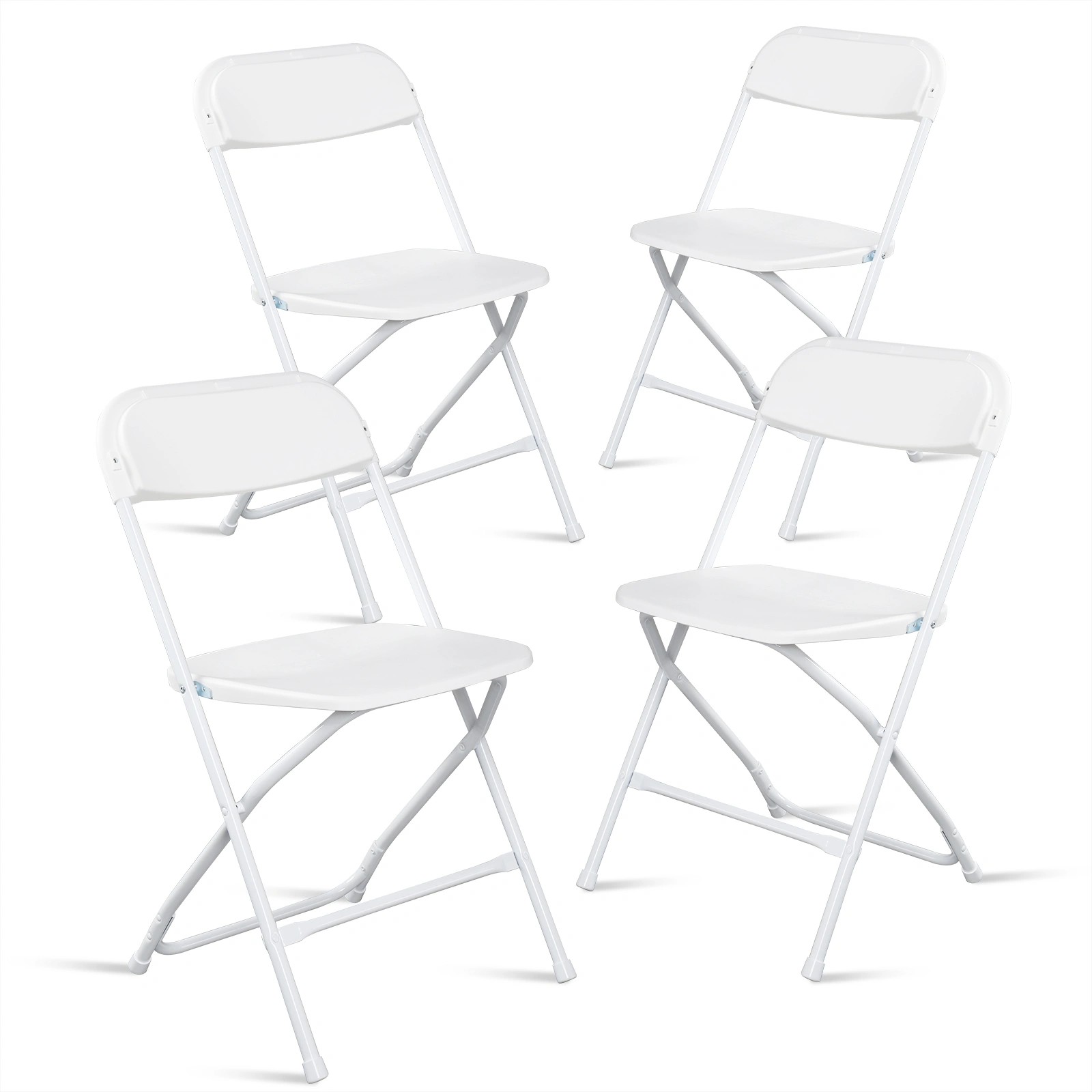 4 Pack White Garden Folding Chairs, Classic Plastic Outdoor Chairs for Patio Yard Party Indoor Events