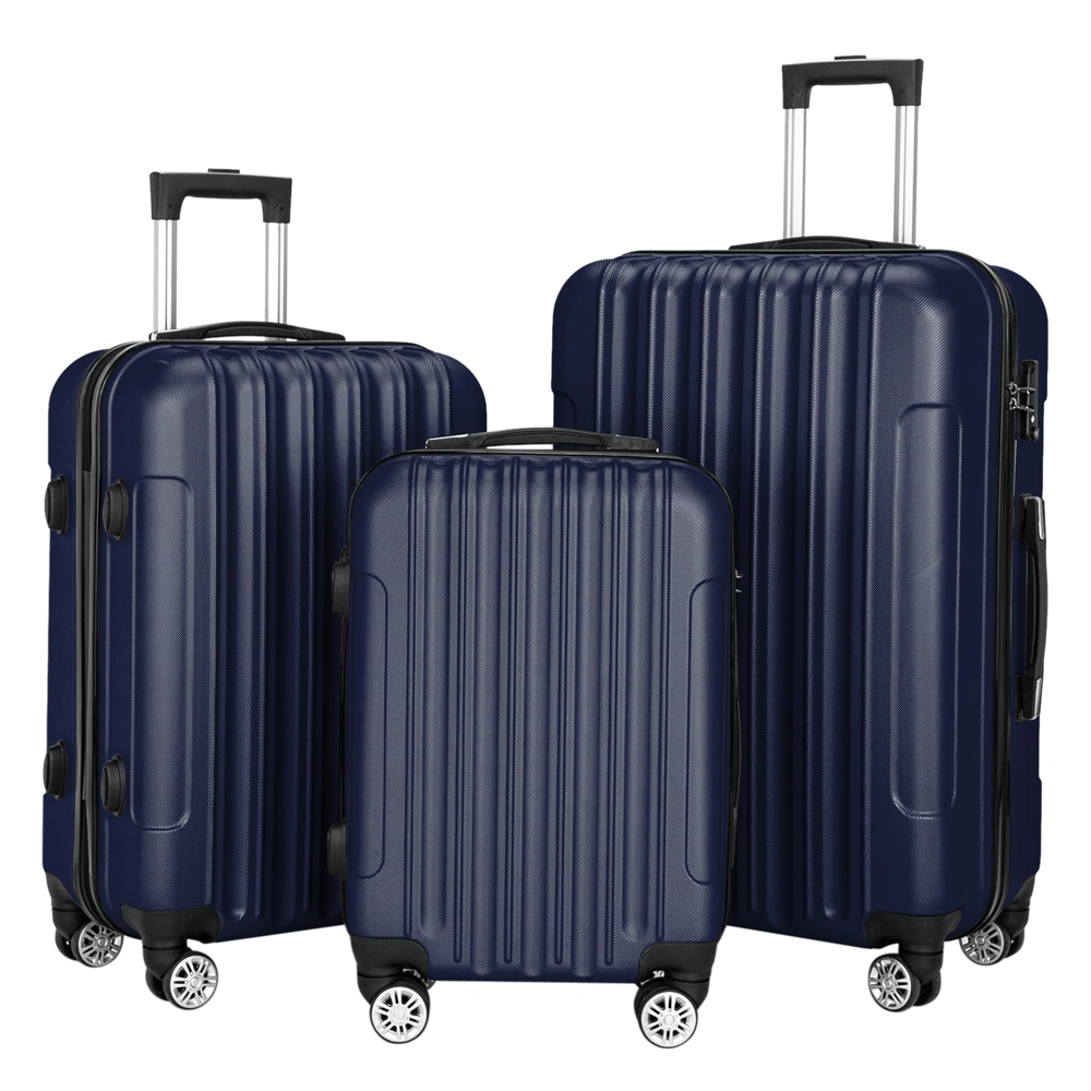 Large Capacity 3-in-1 Travel Luggage Set, Multifunctional Suitcase Storage for Airplane Cabin, Navy Blue