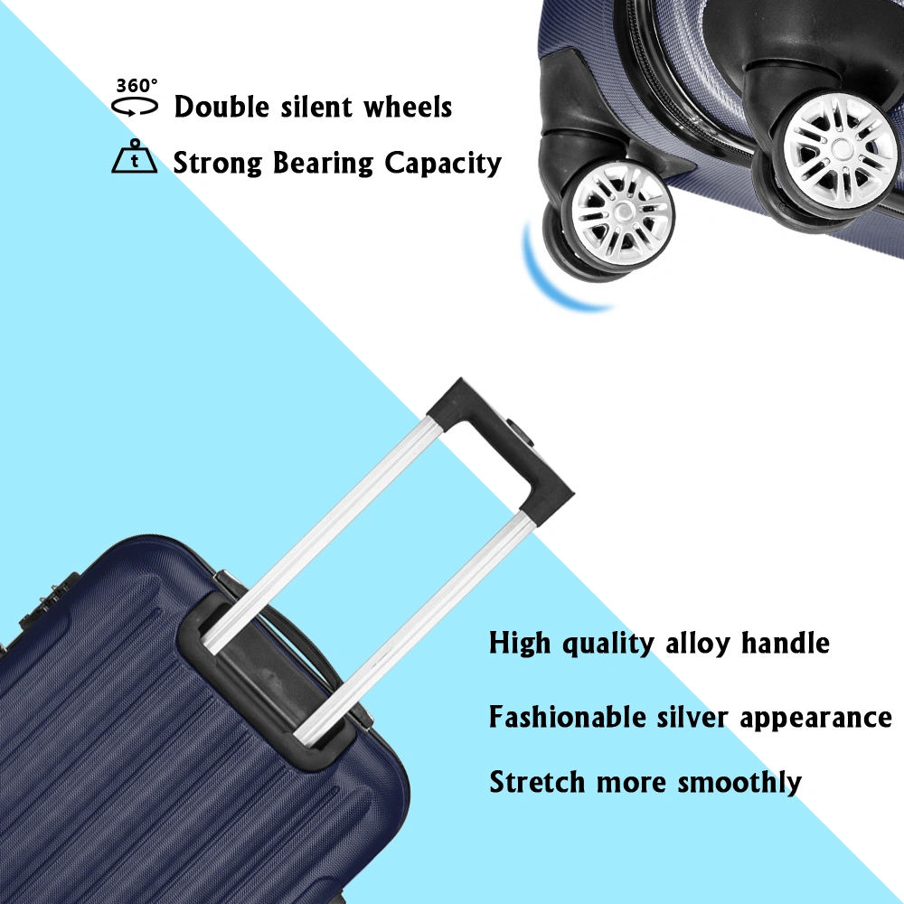 Large Capacity 3-in-1 Travel Luggage Set, Multifunctional Suitcase Storage for Airplane Cabin, Navy Blue view 8