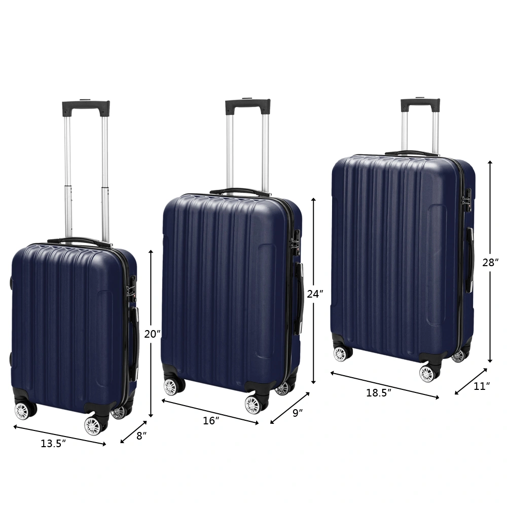 Large Capacity 3-in-1 Travel Luggage Set, Multifunctional Suitcase Storage for Airplane Cabin, Navy Blue view 9