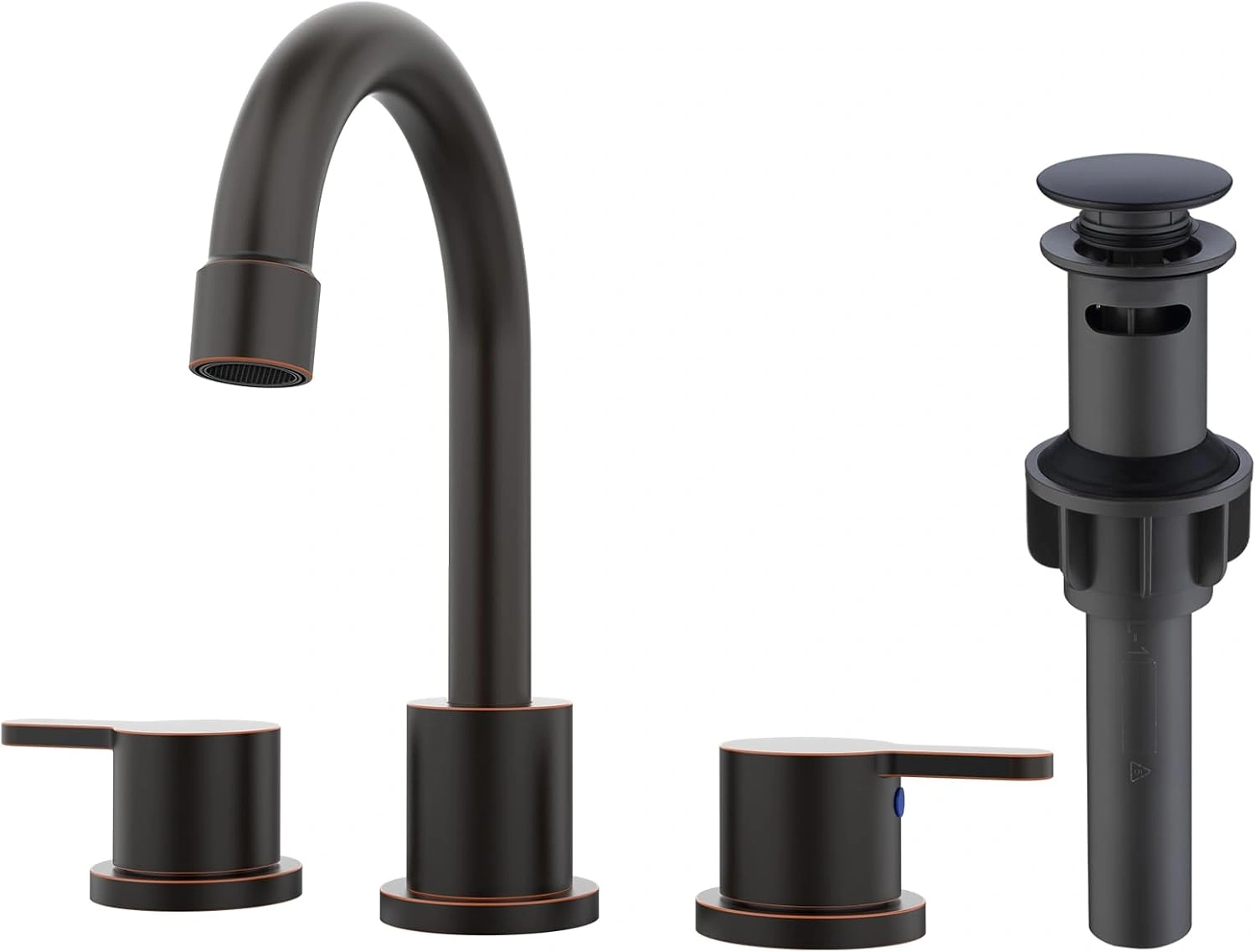 Widespread Bathroom Sink Faucet Oil Rubbed Bronze, 2-Handle 8-Inch 3-Hole with 360° Swivel Spout & Pop-Up Drain Assembly