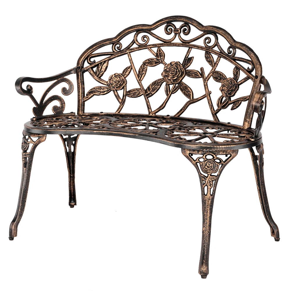 5" Cast Aluminum Rose Garden Chair, Outdoor Courtyard Park Leisure Seating