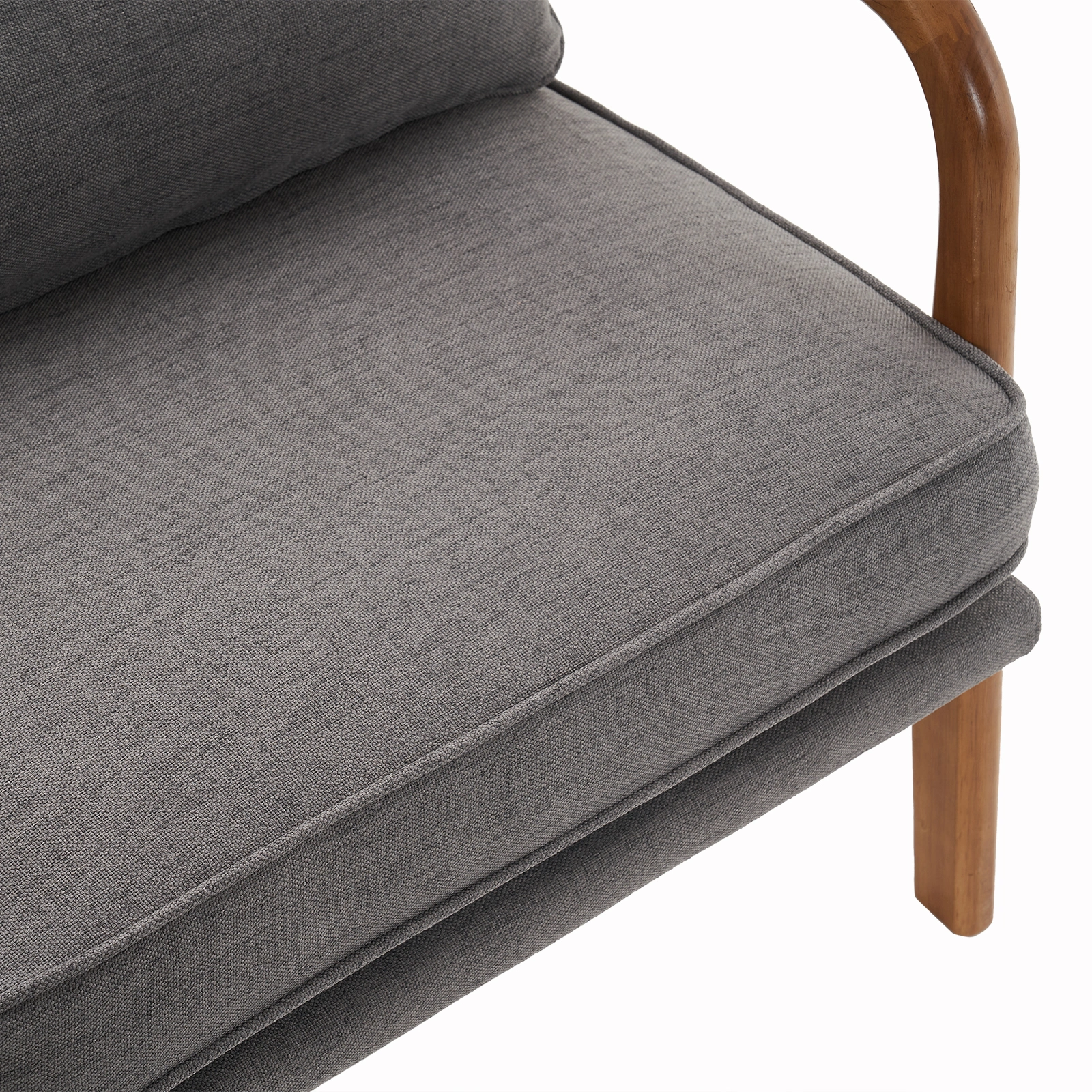Dark Grey Oak Armrest Upholstered Single Lounge Chair, Indoor Accent Chair view 10