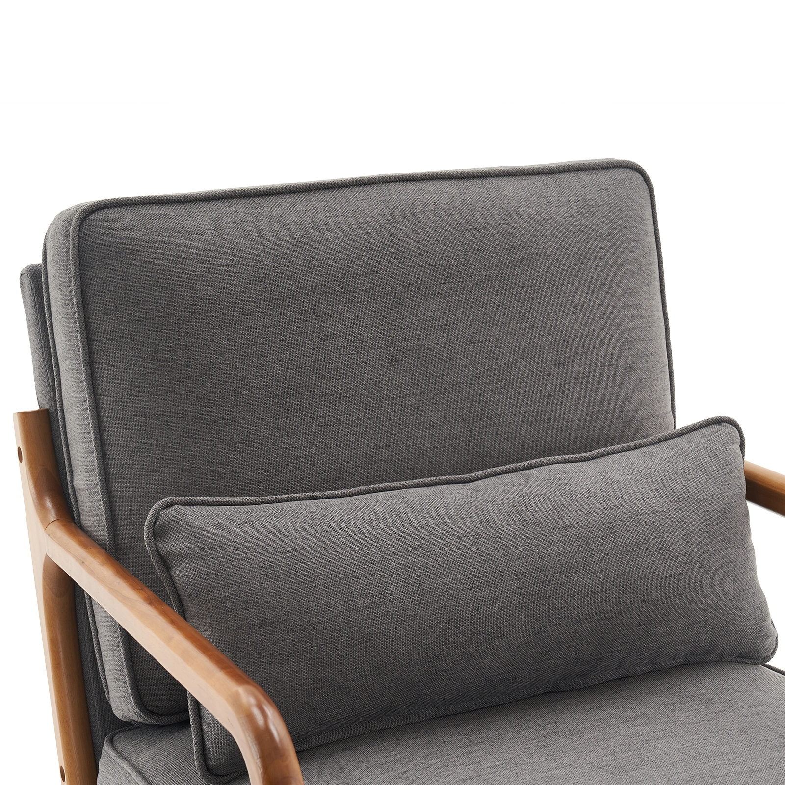Dark Grey Oak Armrest Upholstered Single Lounge Chair, Indoor Accent Chair view 12