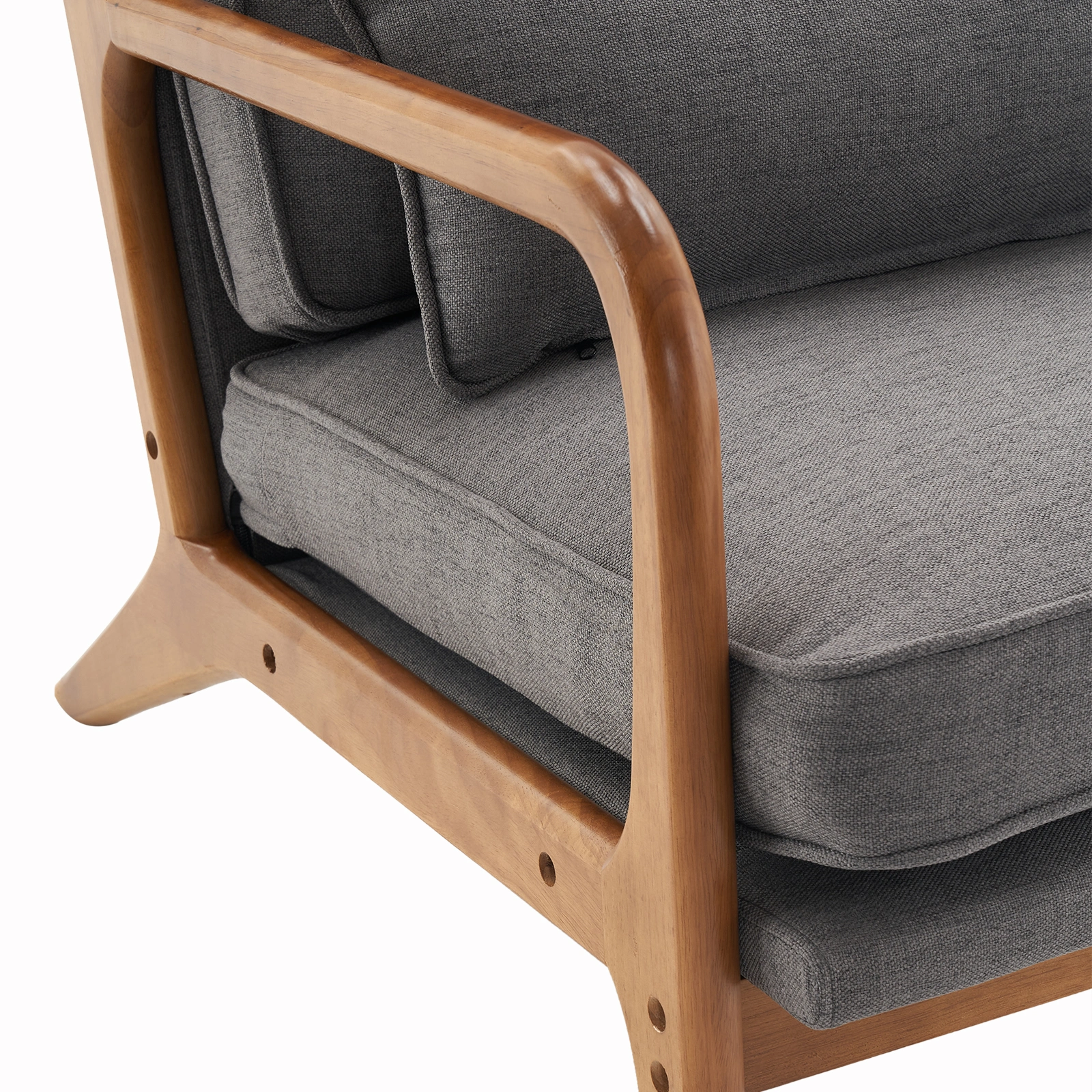 Dark Grey Oak Armrest Upholstered Single Lounge Chair, Indoor Accent Chair view 16