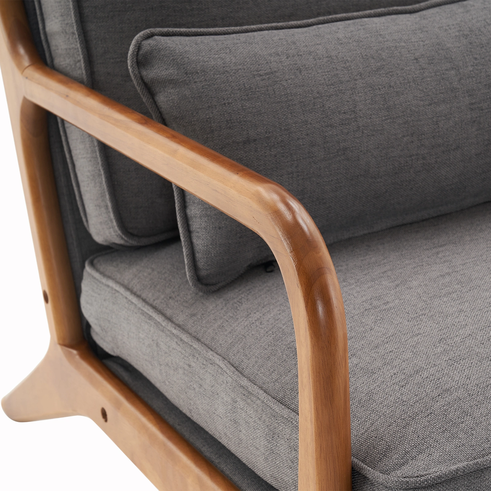 Dark Grey Oak Armrest Upholstered Single Lounge Chair, Indoor Accent Chair view 24