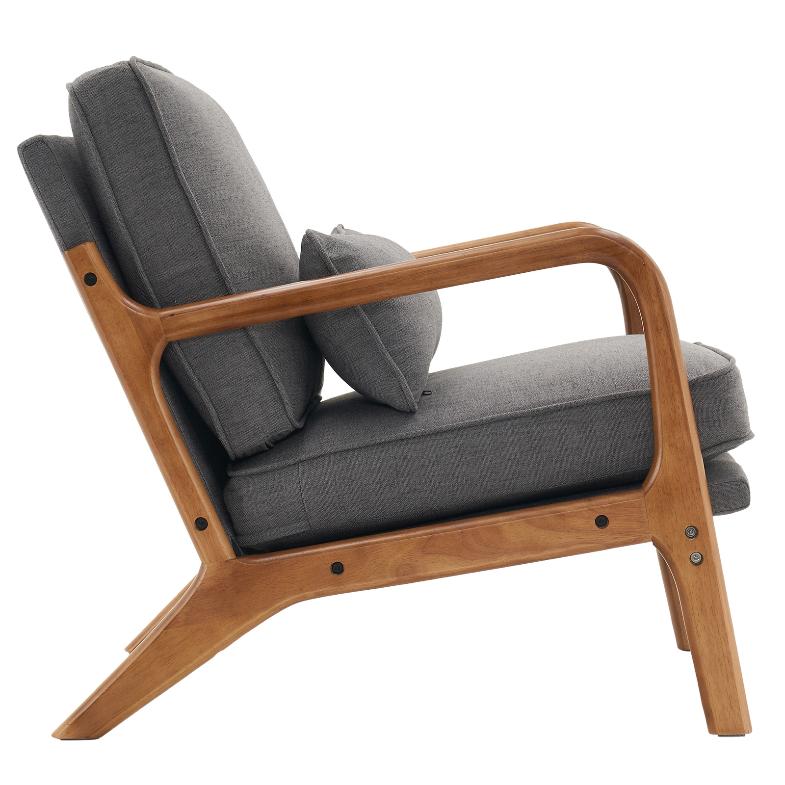 Dark Grey Oak Armrest Upholstered Single Lounge Chair, Indoor Accent Chair view 3