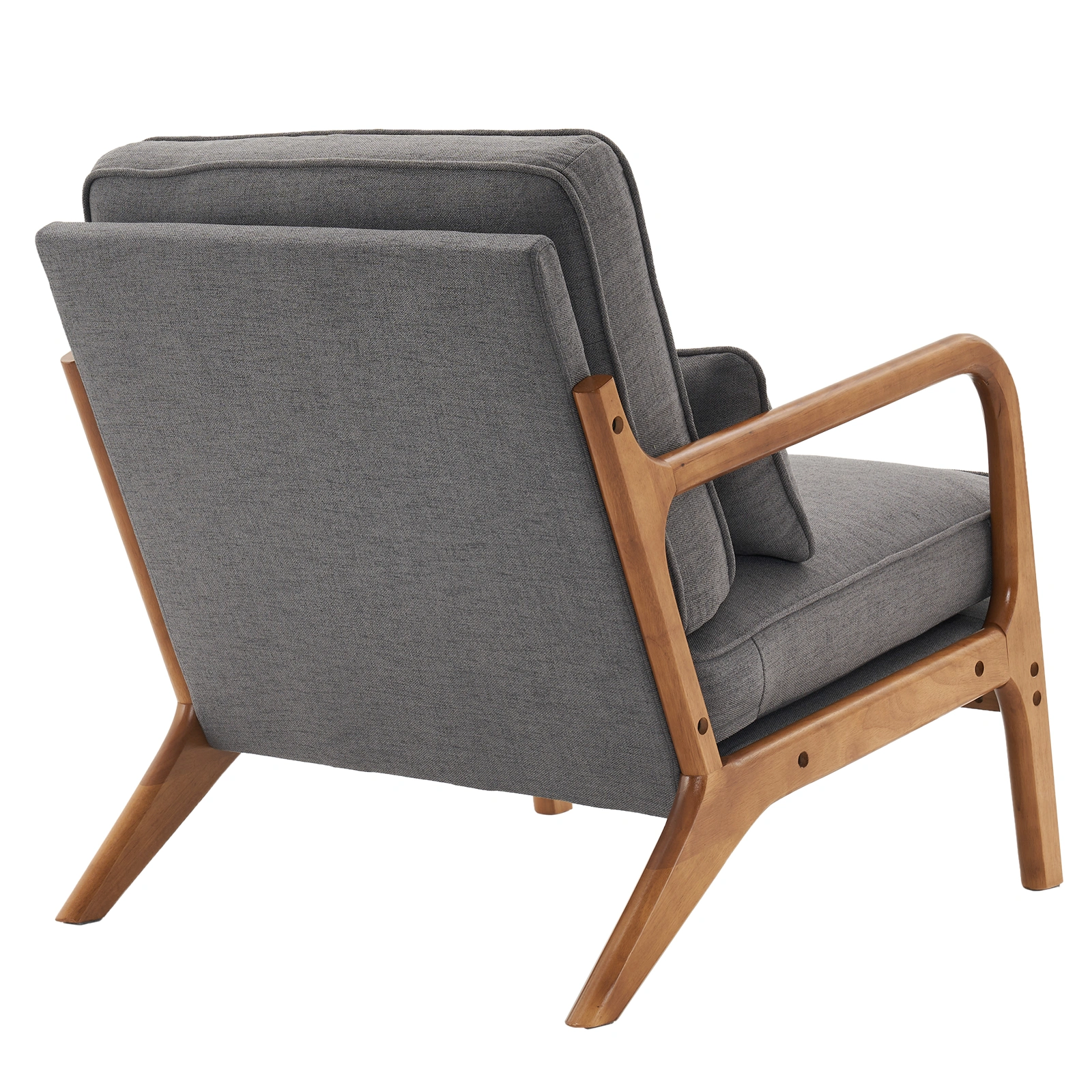 Dark Grey Oak Armrest Upholstered Single Lounge Chair, Indoor Accent Chair view 5