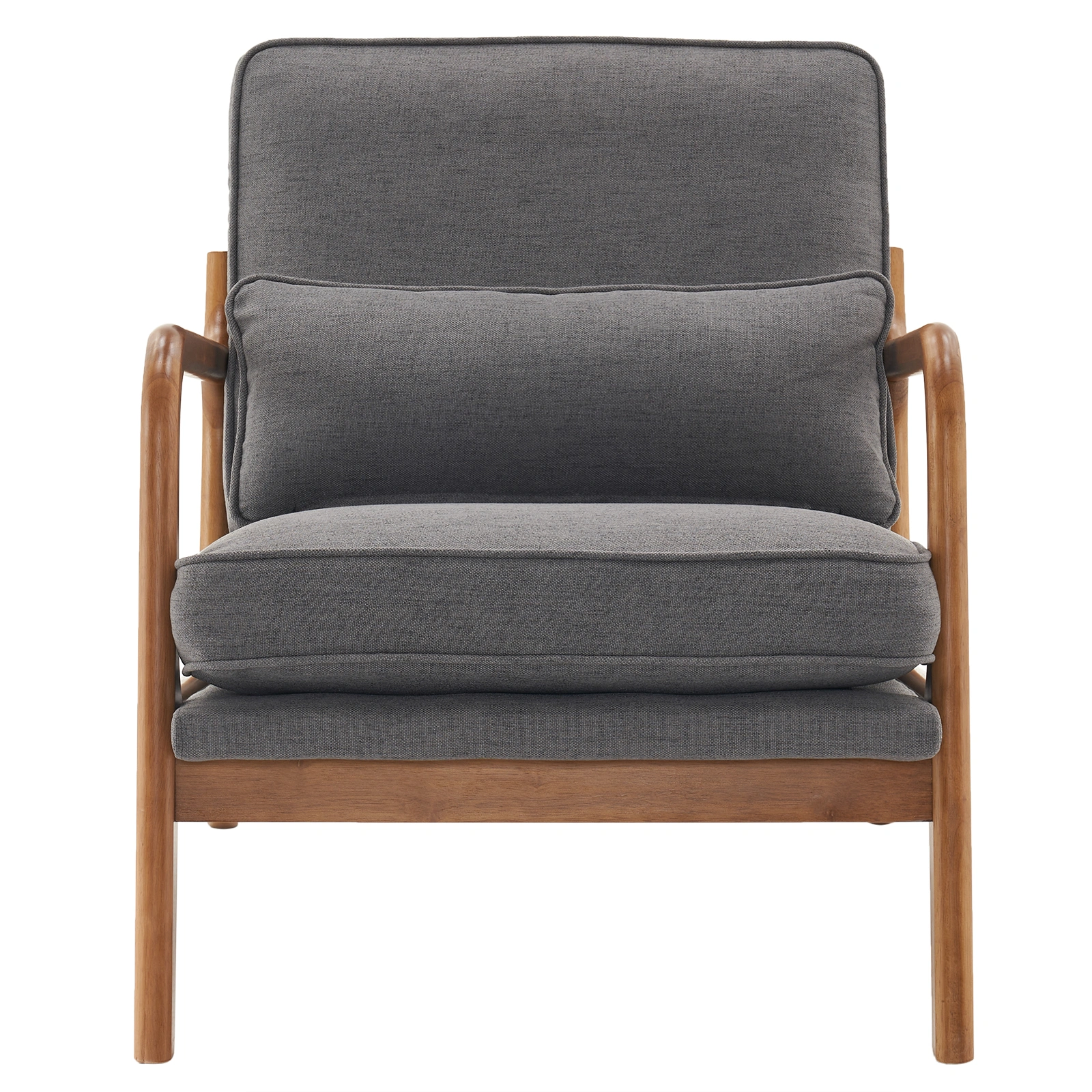 Dark Grey Oak Armrest Upholstered Single Lounge Chair, Indoor Accent Chair view 8