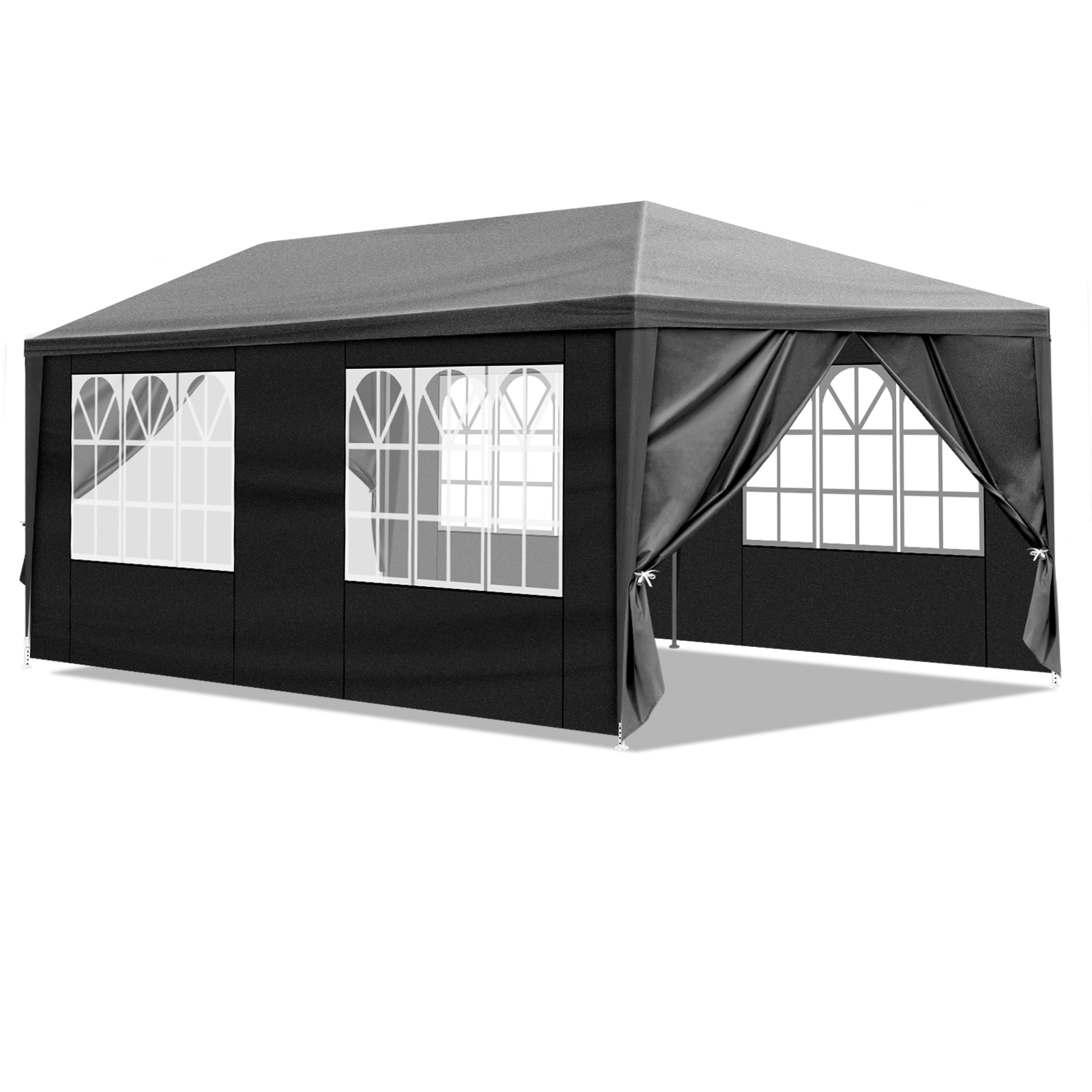 10x20 Outdoor Party Tent with 6 Removable Sidewalls - Waterproof Gazebo Canopy for Patio Wedding Event, Black