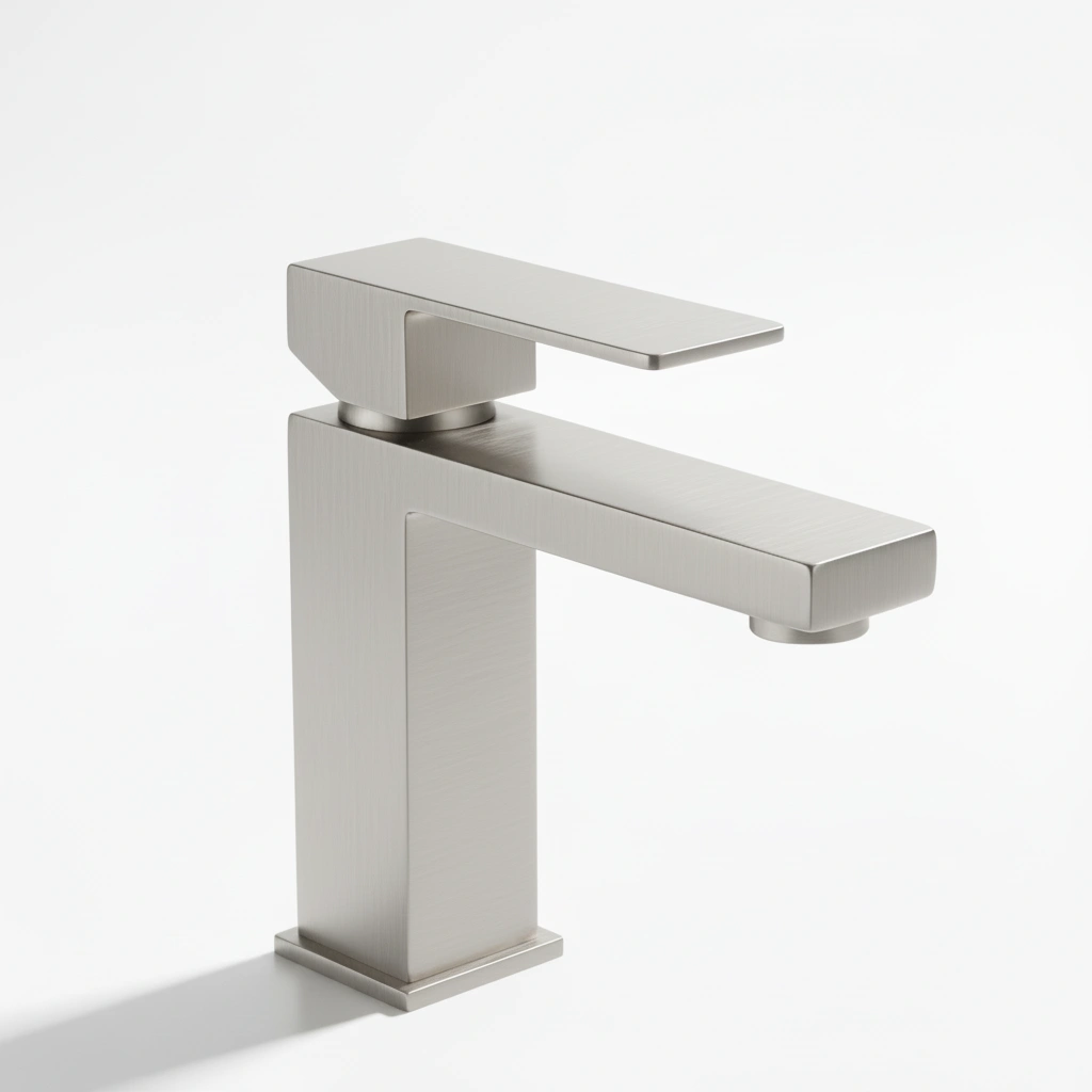 Single Handle Bathroom Faucet, Stainless Steel Lavatory Sink Tap, Single Hole Mount, Model T20, Brushed Nickel Finish