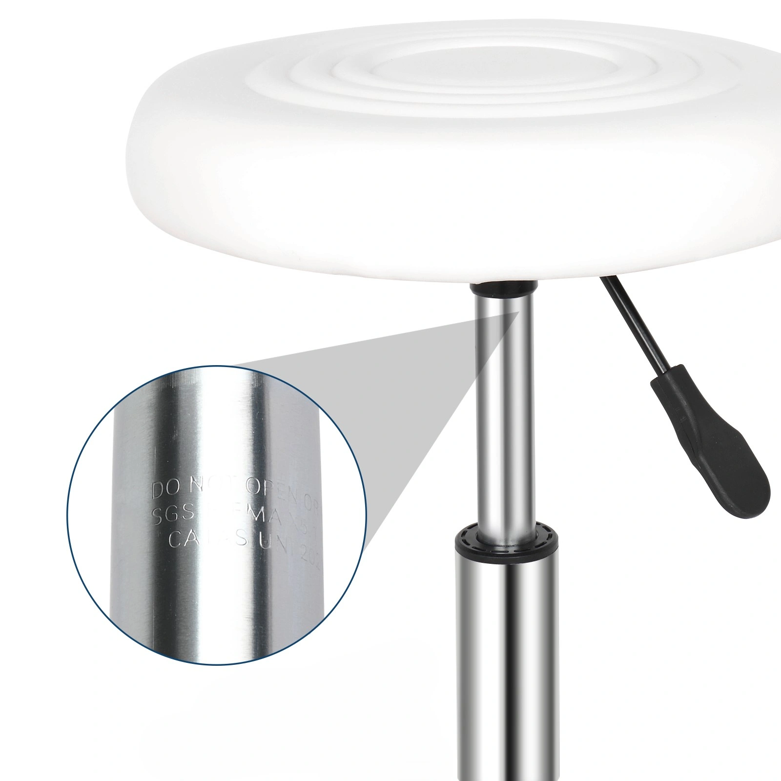 Round Stool with Lines Design - Modern Rotation Bar Stool, White view 20