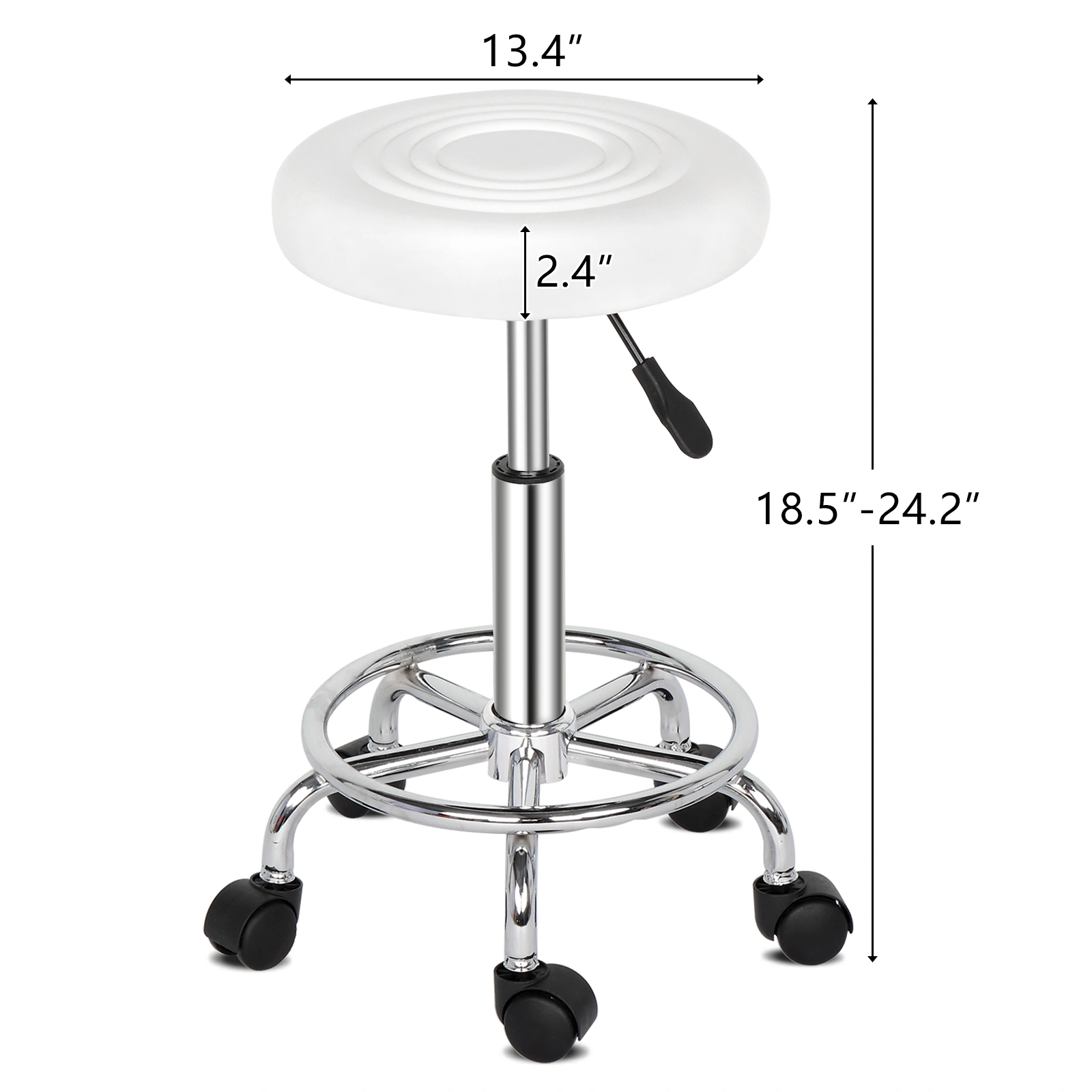 Round Stool with Lines Design - Modern Rotation Bar Stool, White view 25