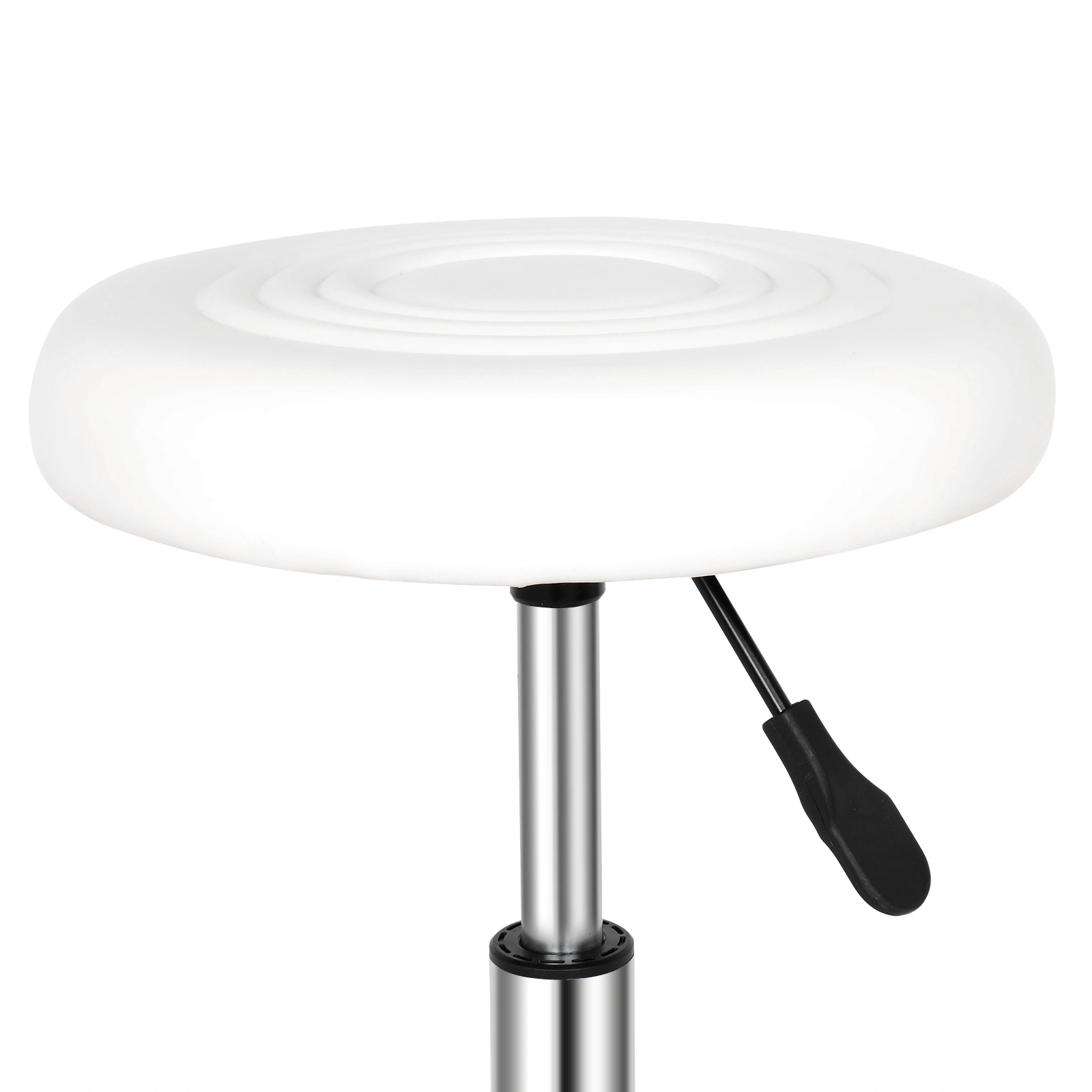Round Stool with Lines Design - Modern Rotation Bar Stool, White view 5