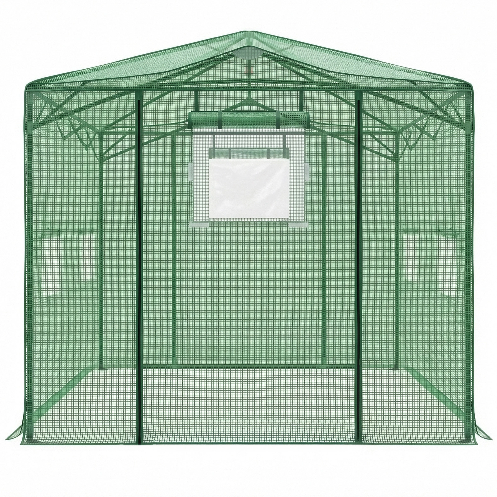 8x12ft Green Foldable Greenhouse, PE Mesh Cover with Plastic Coated Iron Pipe Frame view 9