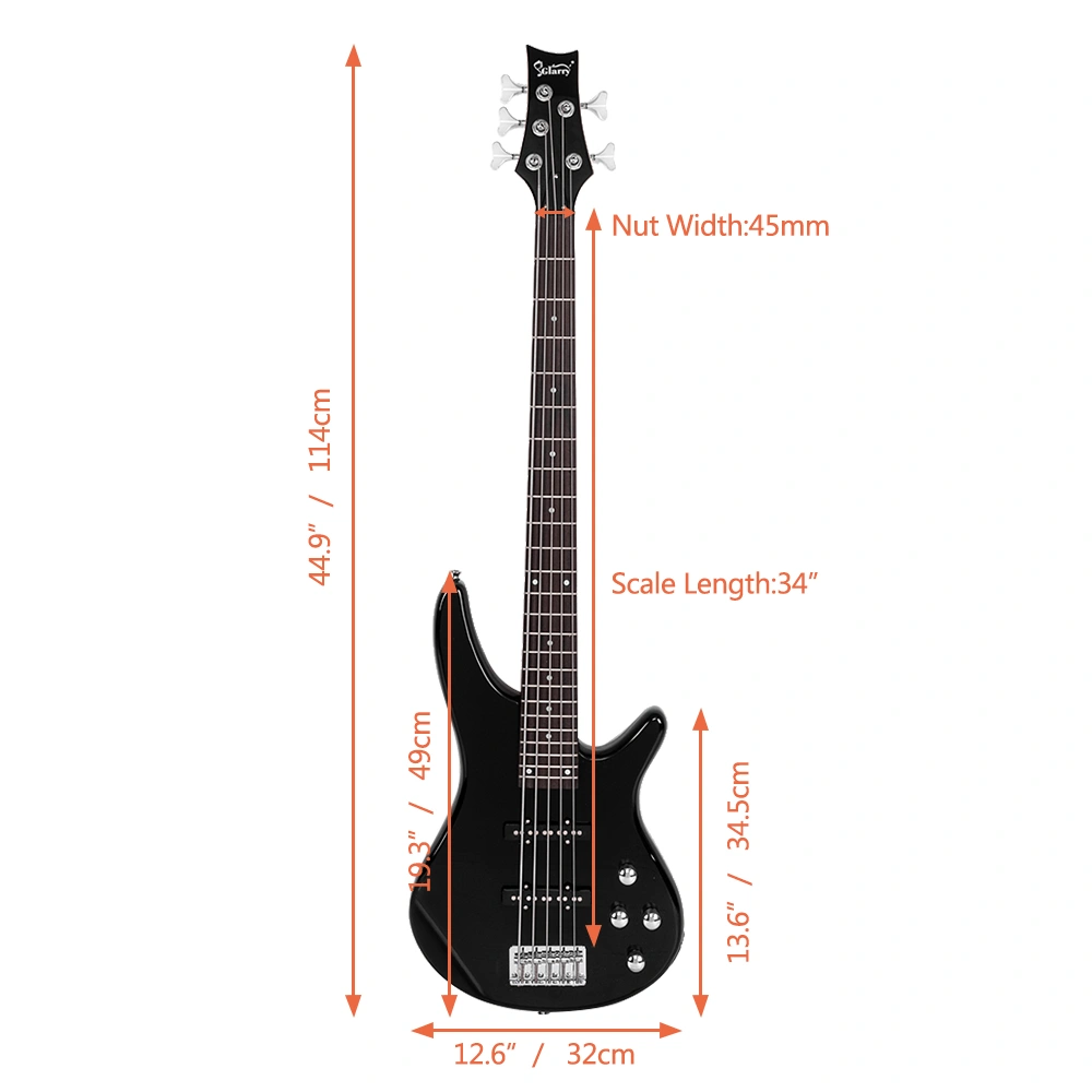 GIB 5 String Bass Guitar Bag Strap Pick Connector Wrench Tool Accessory Kit Black view 14