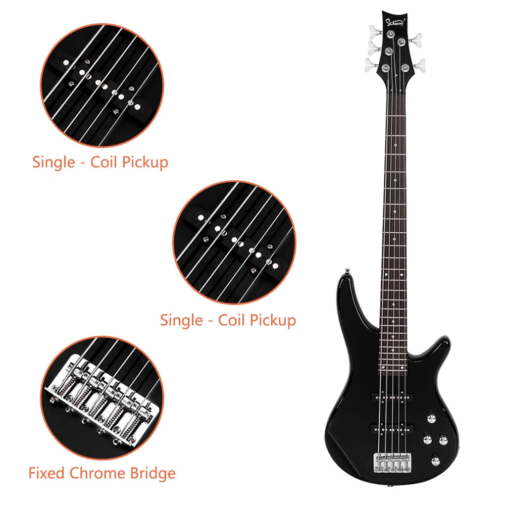 GIB 5 String Bass Guitar Bag Strap Pick Connector Wrench Tool Accessory Kit Black view 15