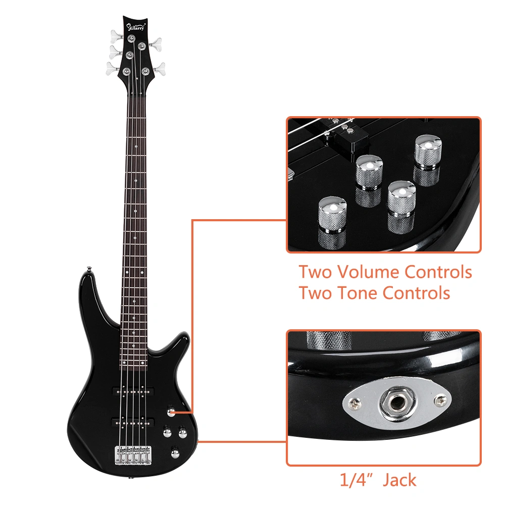 GIB 5 String Bass Guitar Bag Strap Pick Connector Wrench Tool Accessory Kit Black view 17