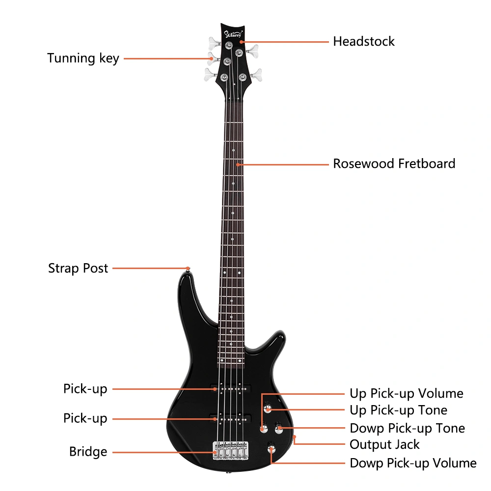 GIB 5 String Bass Guitar Bag Strap Pick Connector Wrench Tool Accessory Kit Black view 9