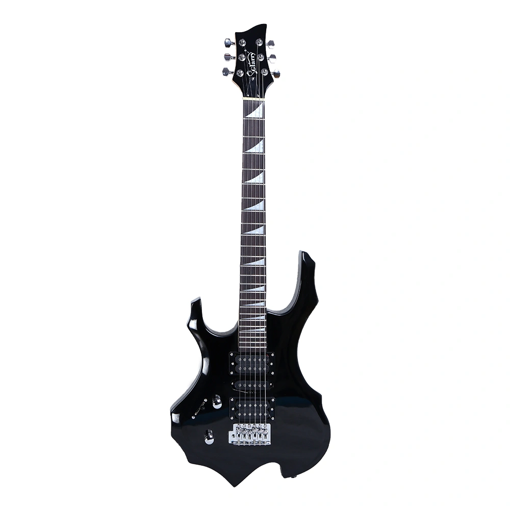 Left-Handed Electric Guitar Flame Black HSH Pickup Bundle with Strap Picks Cable Wrench