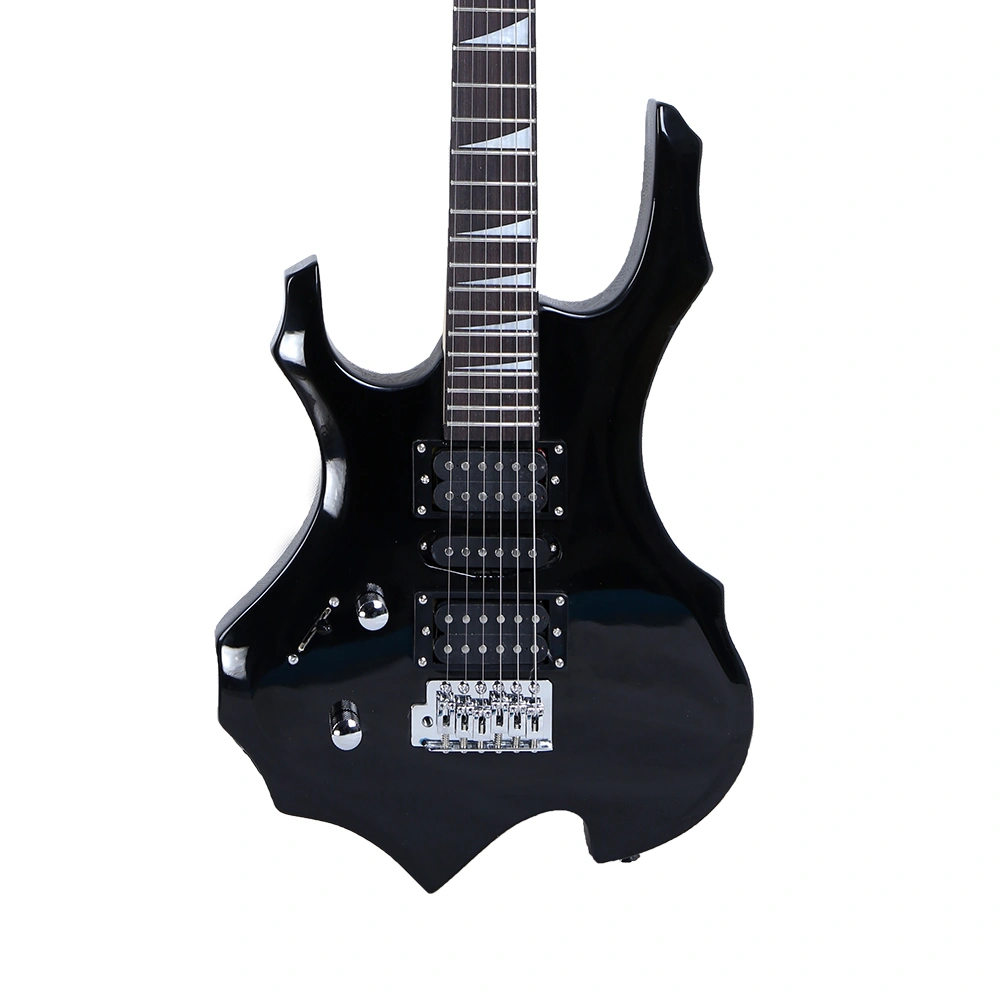 Left-Handed Electric Guitar Flame Black HSH Pickup Bundle with Strap Picks Cable Wrench view 10