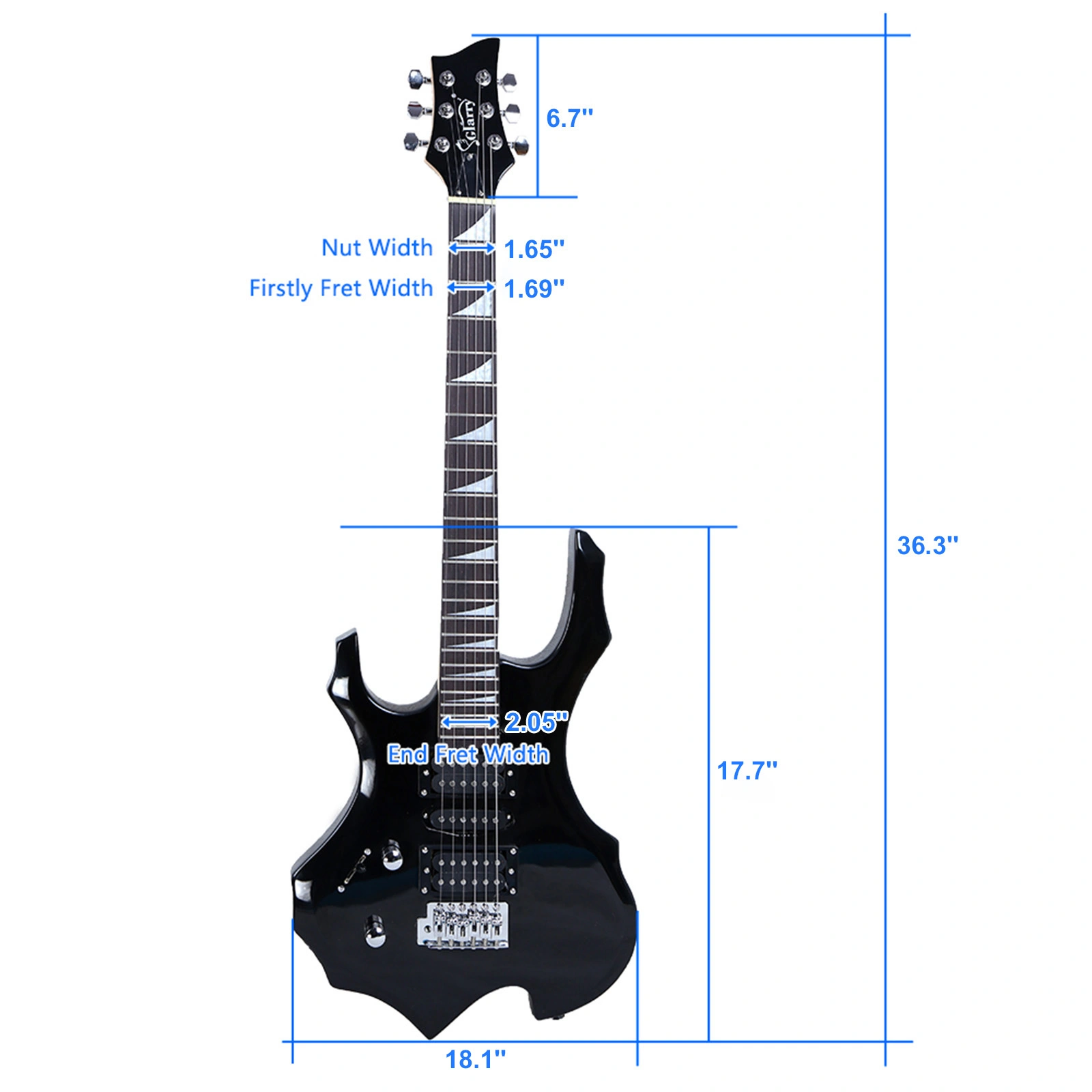 Left-Handed Electric Guitar Flame Black HSH Pickup Bundle with Strap Picks Cable Wrench view 12