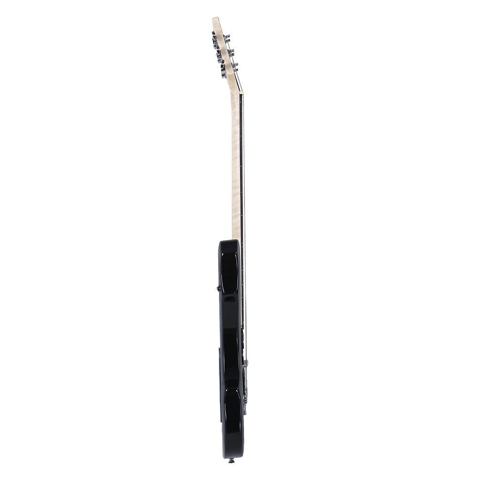 Left-Handed Electric Guitar Flame Black HSH Pickup Bundle with Strap Picks Cable Wrench view 3