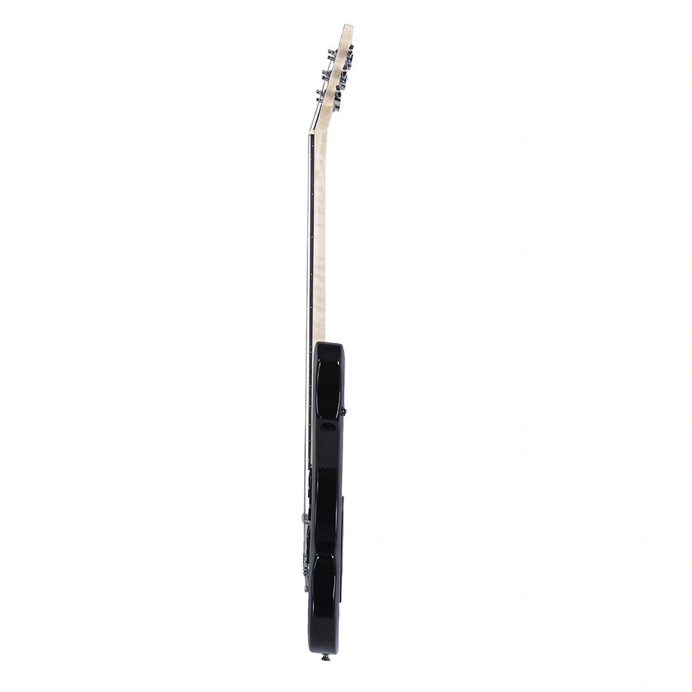 Left-Handed Electric Guitar Flame Black HSH Pickup Bundle with Strap Picks Cable Wrench view 4