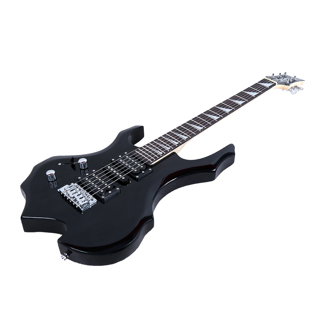 Left-Handed Electric Guitar Flame Black HSH Pickup Bundle with Strap Picks Cable Wrench view 8