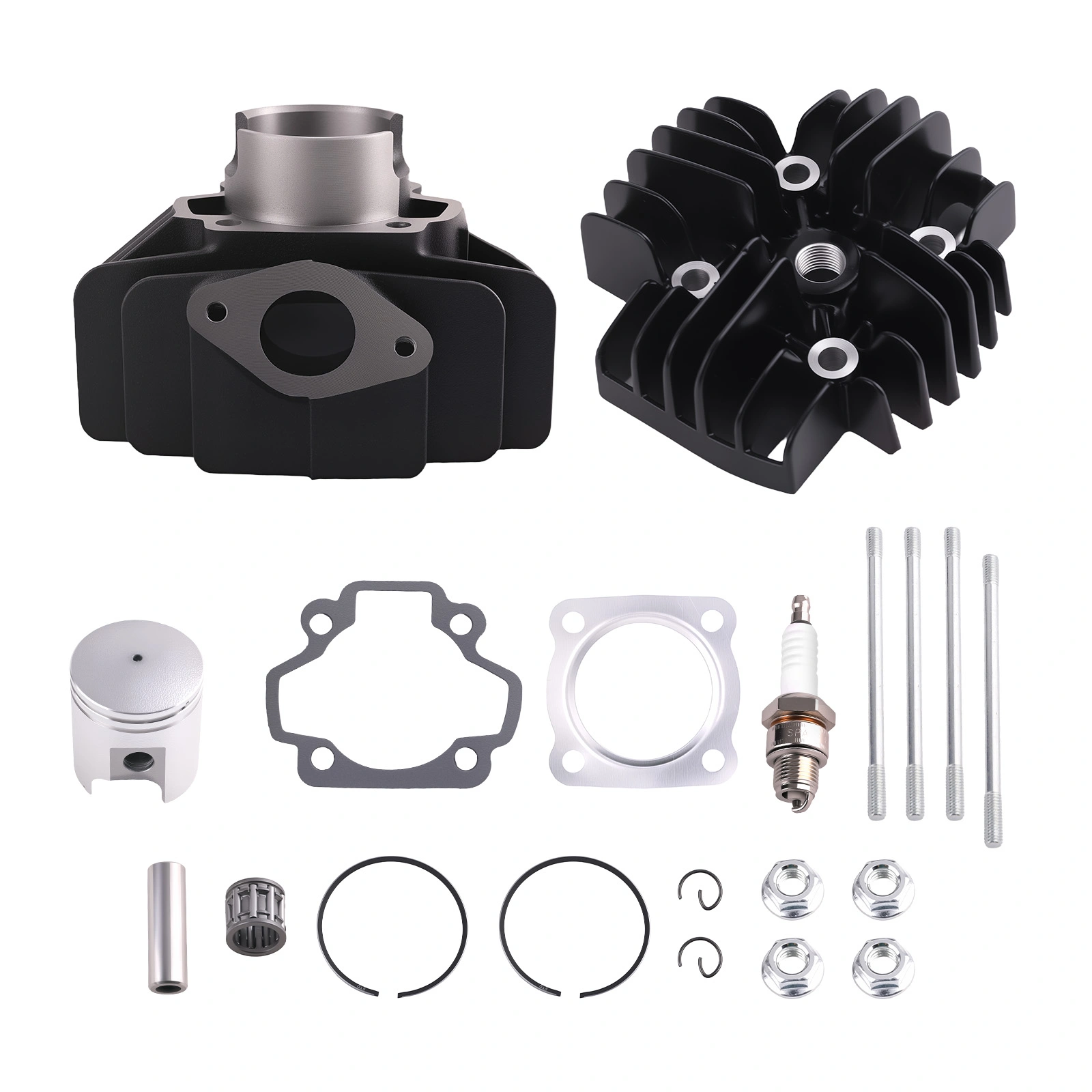 60cc Big Bore Top End Rebuild Kit for Yamaha PW50, Cylinder Piston Gasket Set with Studs, Fits 1981-2009 view 2