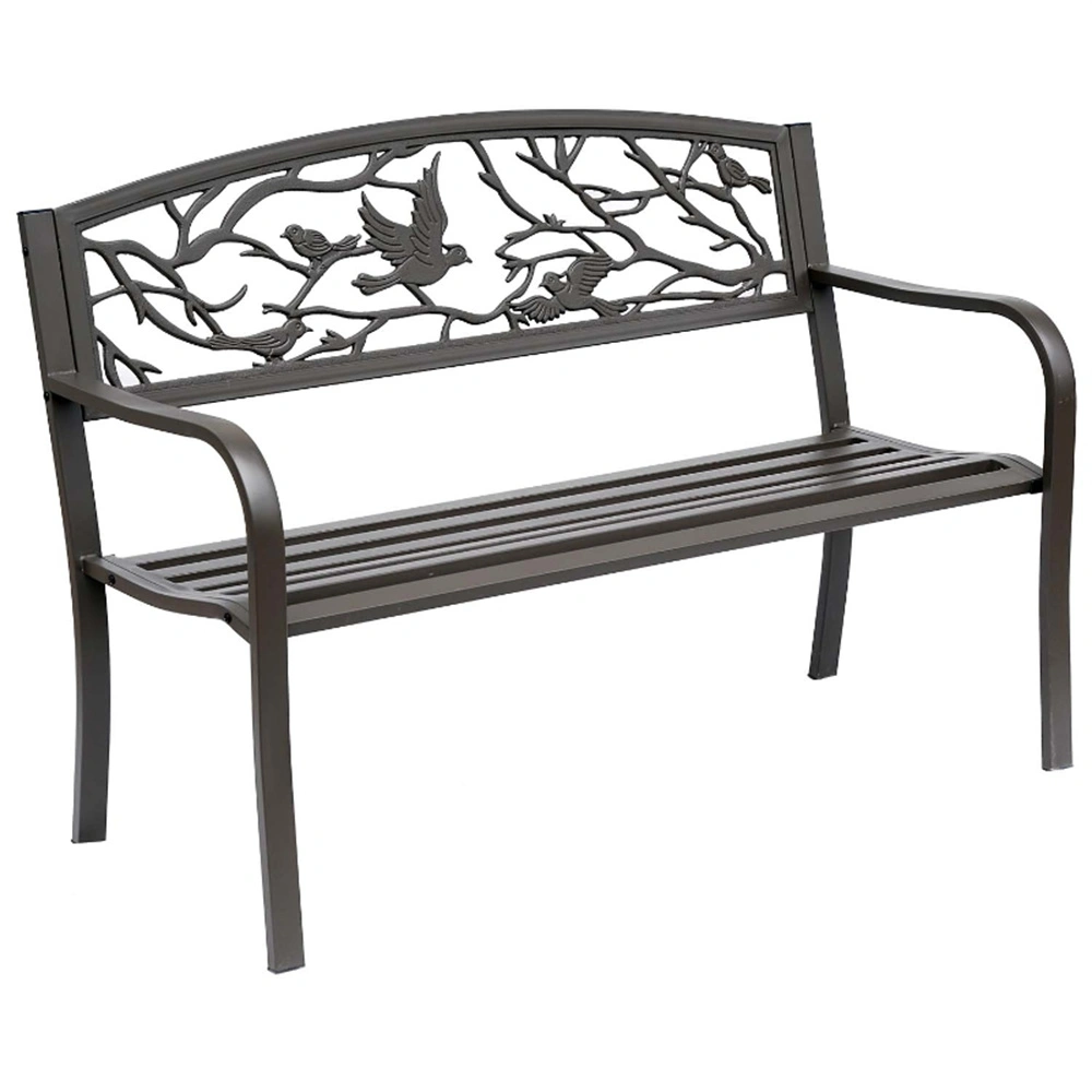 Outdoor Garden Bench Chair, Weatherproof Patio Seat with Backrest for Yard & Deck