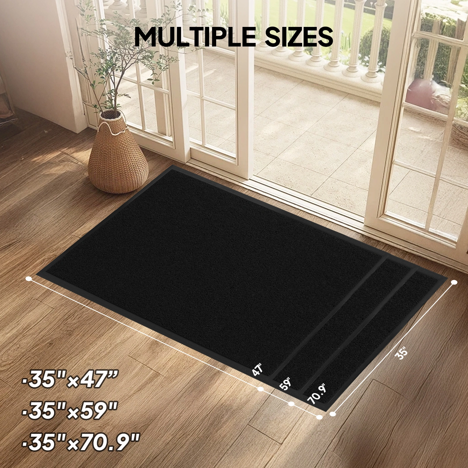 Black PVC Composite Entrance Mat 90x120cm, Heavy Duty Anti-Fatigue Commercial Floor Mat, 1.2cm Thick Extra-Thick Entrance Rug