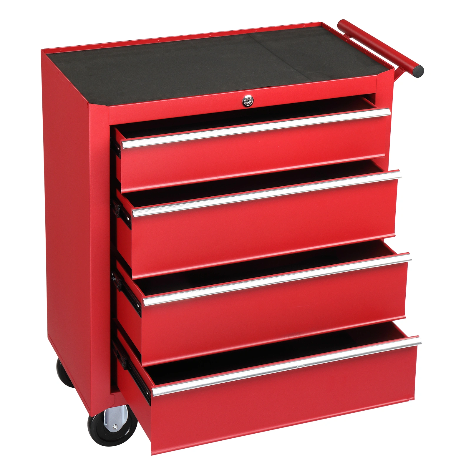 Red Steel Maintenance Tool Cart 4-Drawer Base Cabinet Single Unit 330lb Capacity