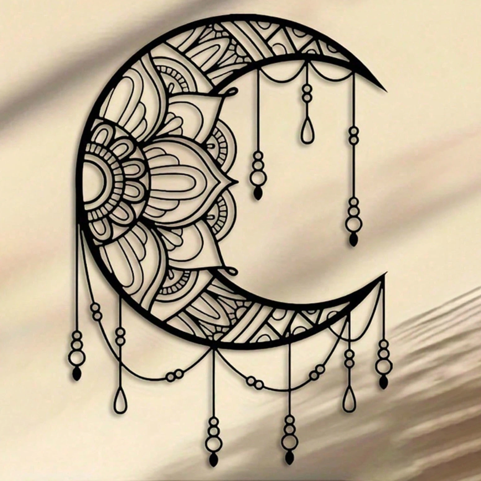 CIFbuy Mandala Moon Iron Wall Hanging Art, Boho Yoga Meditation Room Decor, Mountain Sun Metal Wall Art